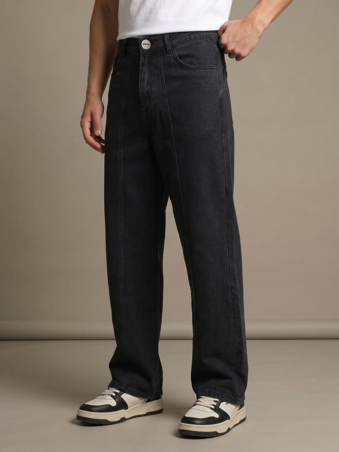 glitchez Men Pure Cotton Wide Leg Jeans