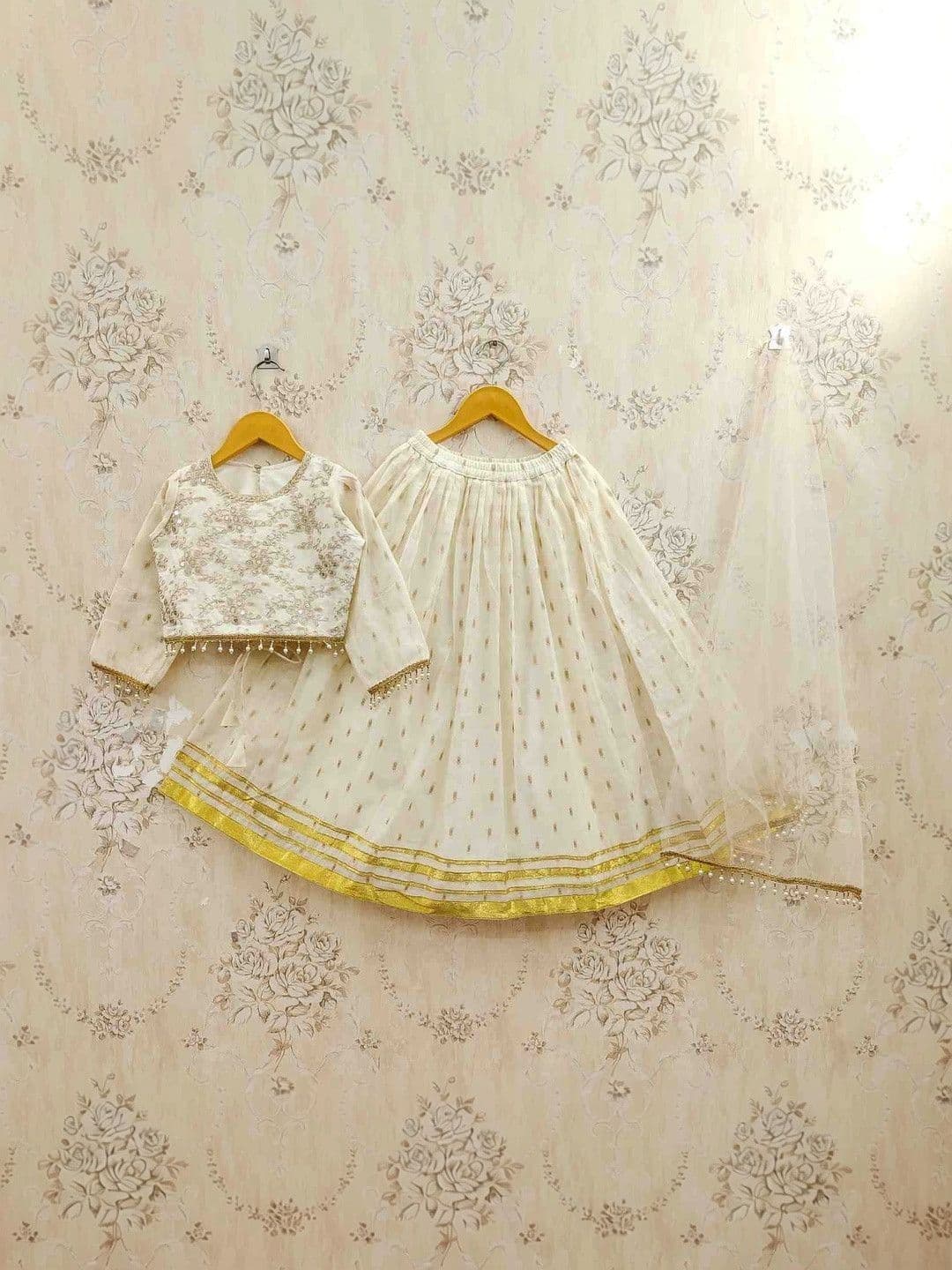 JOVK DESIGN Girls Embellished Sequinned Foil Print Ready to Wear Lehenga & Blouse With Dupatta - view 1
