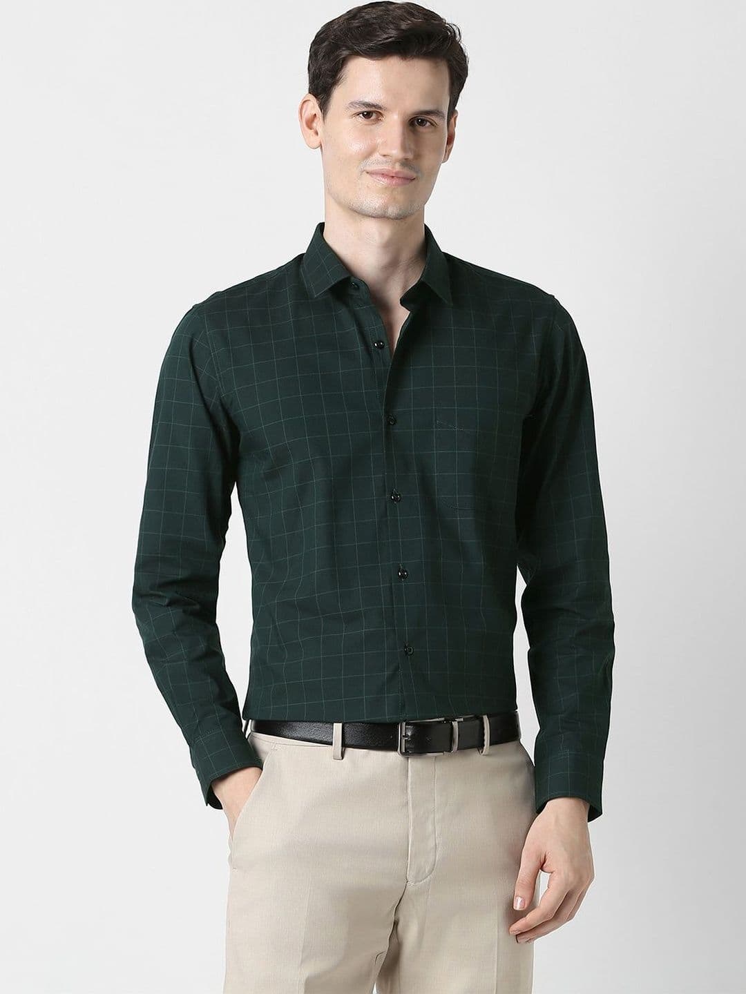 Peter England Men Slim Fit Windowpane Checks Checked Casual Shirt - view 1