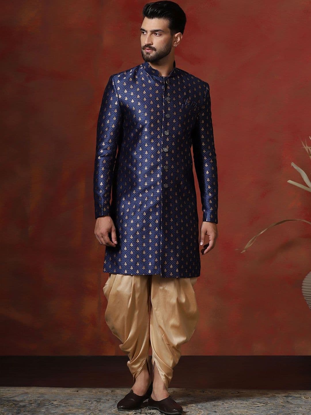 SOURAGYA Embroidered Mandarin Collar Sherwani - view 1