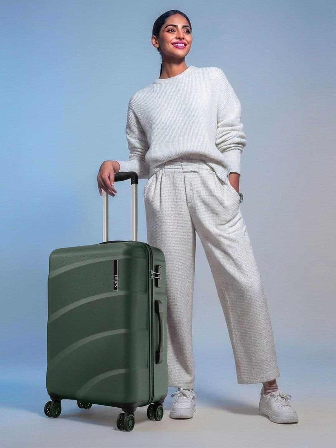 Safari Zuno Green Hard Sided 8 Wheel Large Trolley Bag Suitcase - view 1
