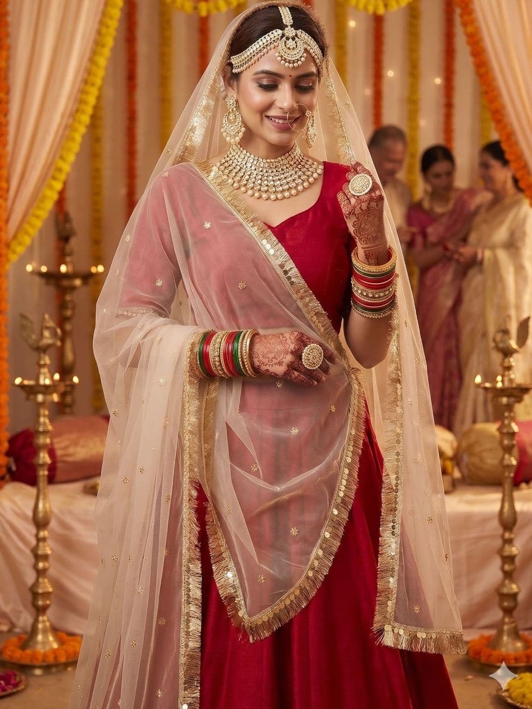 AKSHADEEP Embroidered Dupatta with Sequinned - view 1