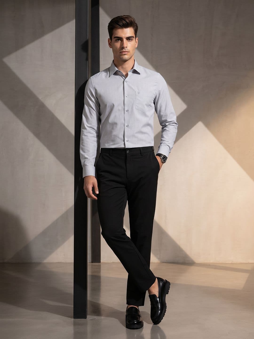 INVICTUS Slim Fit Spread Collar Formal Shirt