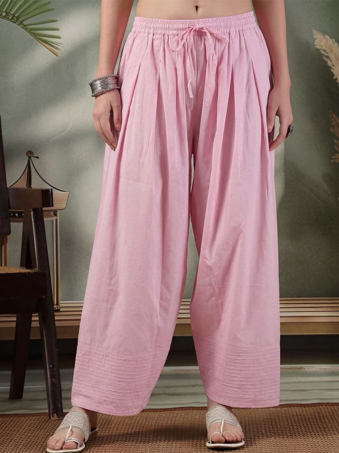 KALINI Women Solid Thread Work Loose Fit Cotton Farshi Salwar - view 1