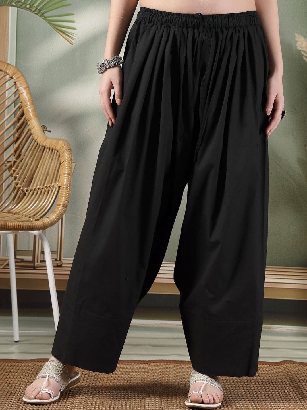 KALINI Women Solid Loose Fit Cotton Farshi Salwar - view 1