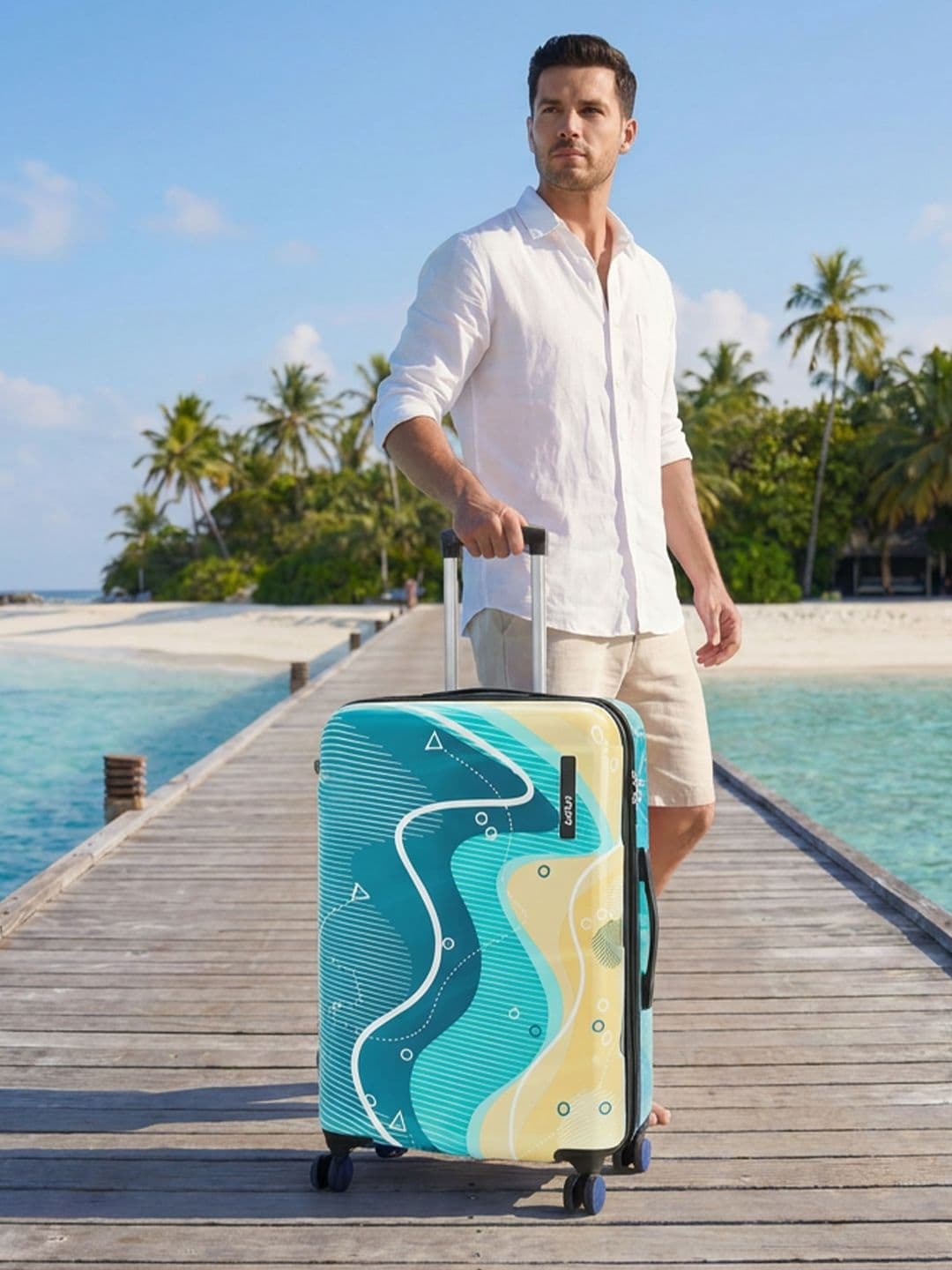 Safari Coastline Printed Poly Carbonate Large Hard Trolley Bag - 77 cm - view 1