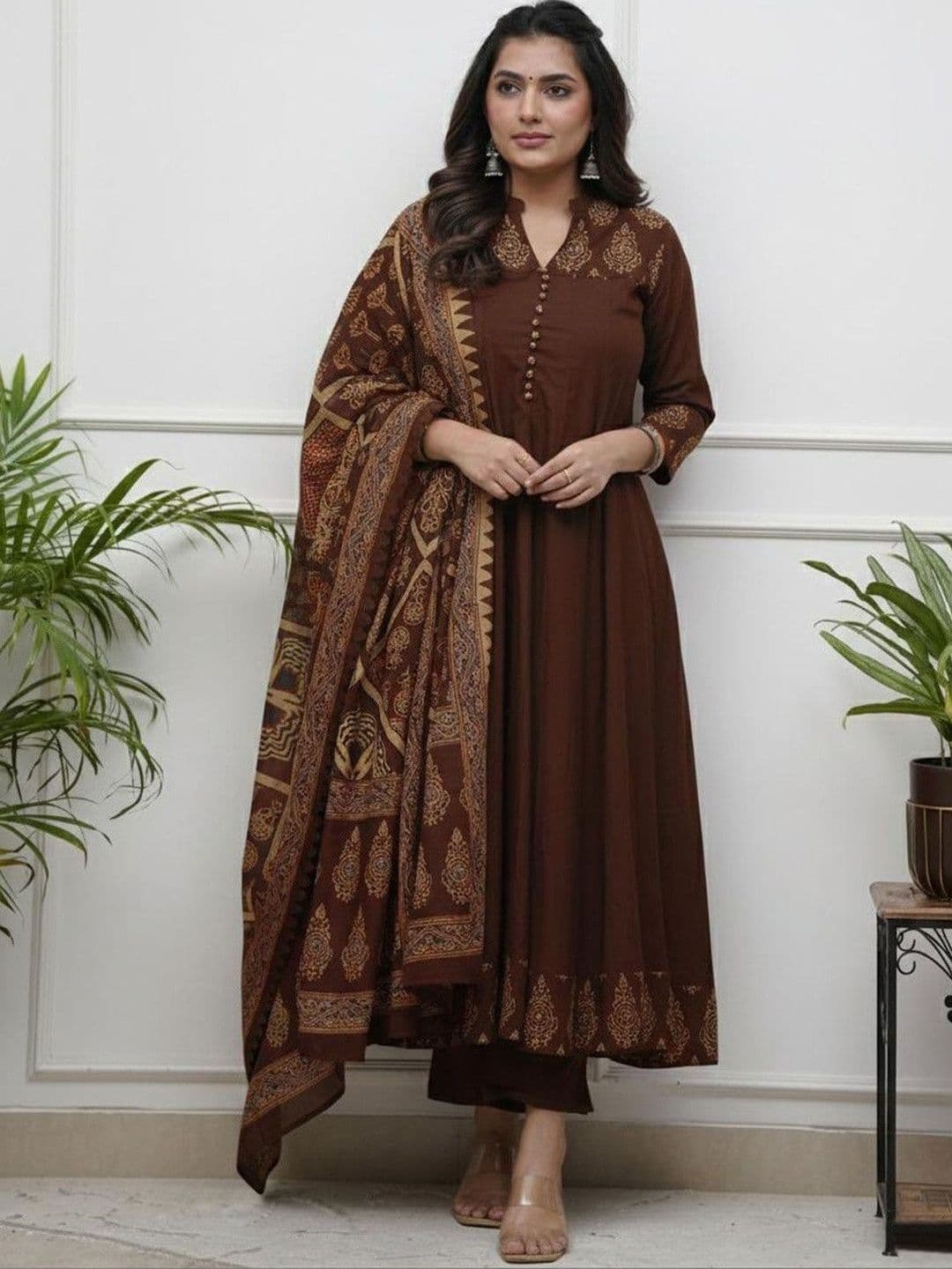GoSriKi Women Ethnic Motifs Printed Regular Kurta with Trousers & With Dupatta - view 1