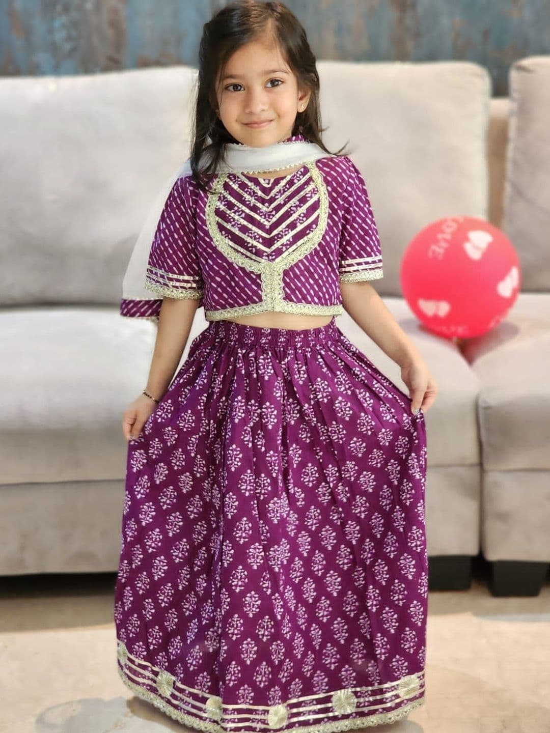 Rangi Saga Girls Printed Tie and Dye Ready to Wear Lehenga & Blouse With Dupatta - view 1