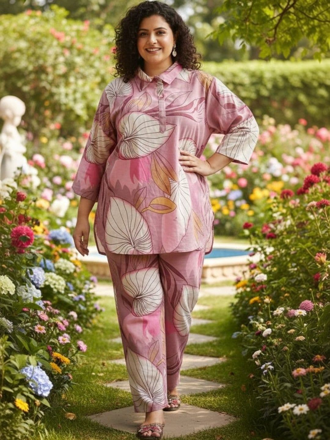 Sztori Floral Cotton Printed Shirt with Trousers - view 1