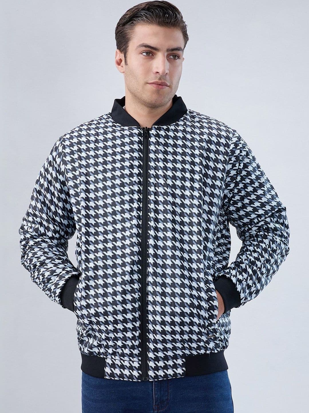 Park Avenue Men Houndstooth Reversible Bomber Jacket - view 1