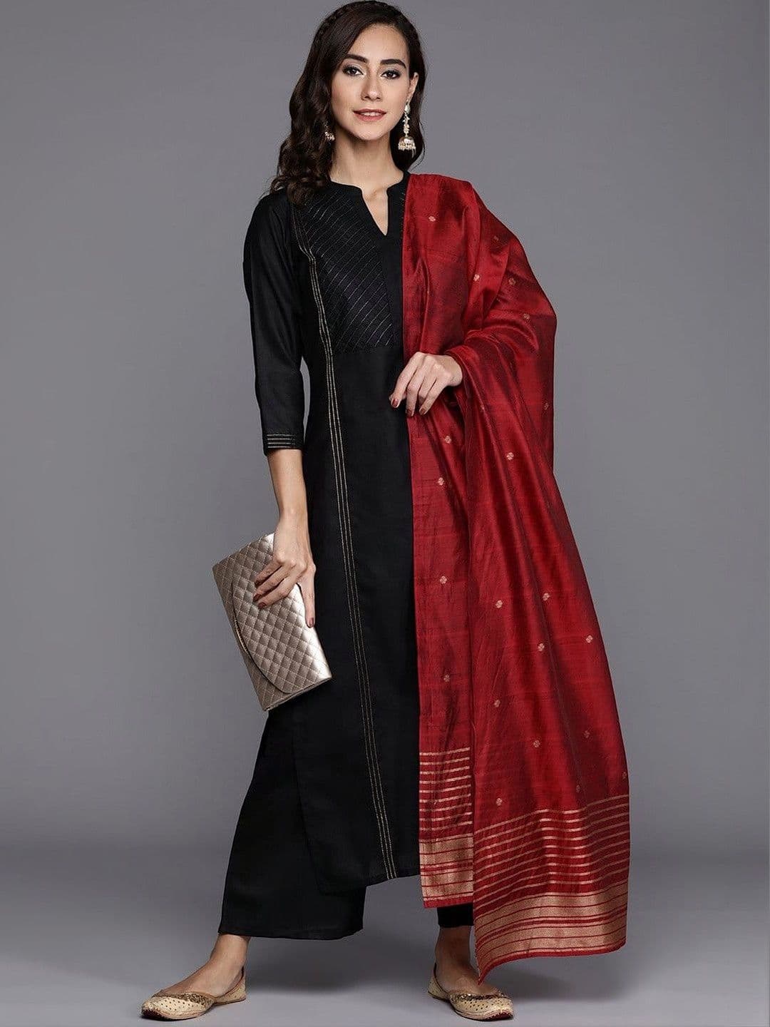 Gerua By Libas Women Ethnic Motifs Embroidered Regular Kurta with Palazzos & Dupatta - view 1