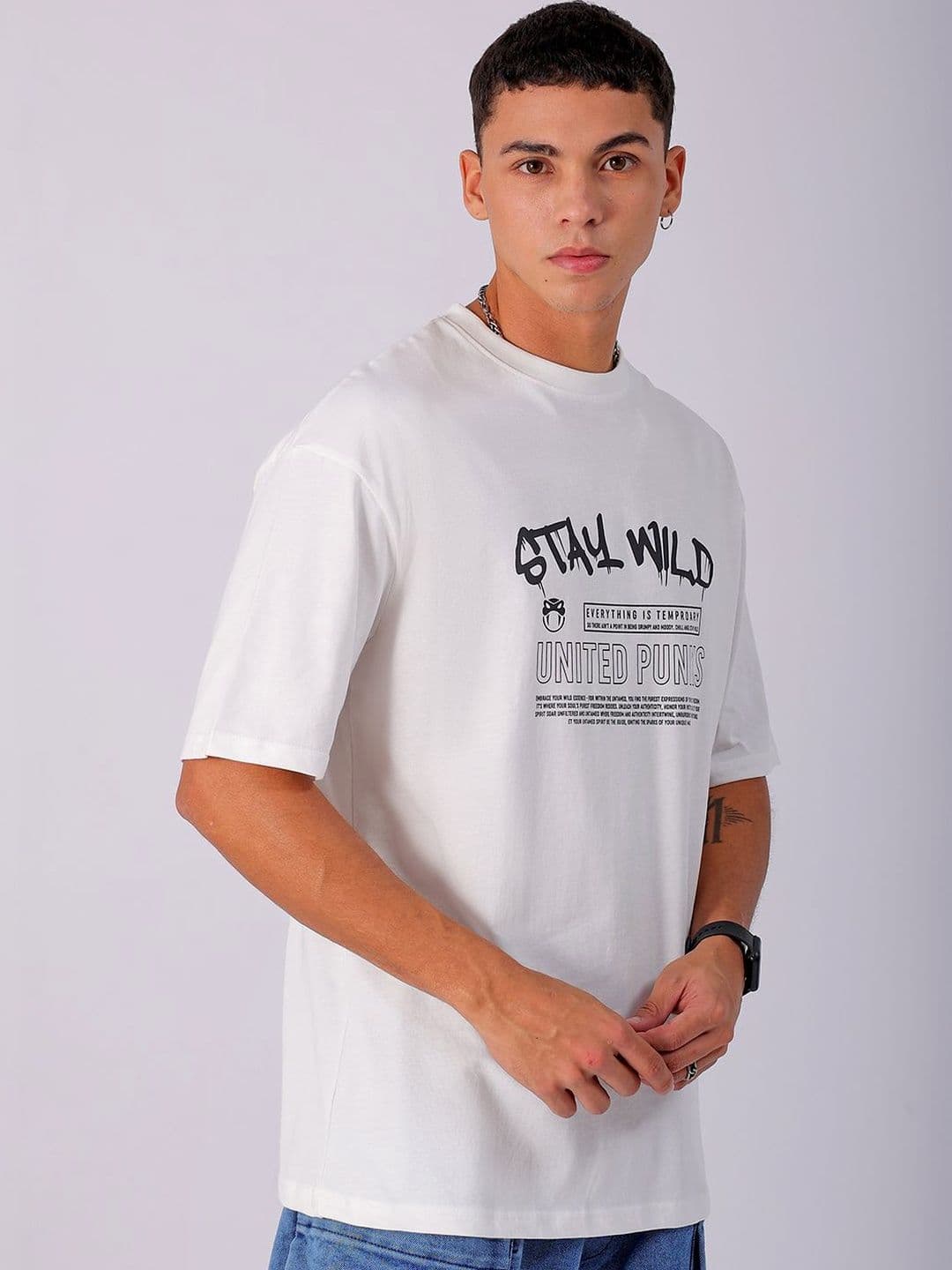 The Indian Garage Co Men Cotton Back Printed Boxy Oversized Round Neck T-shirt - view 1