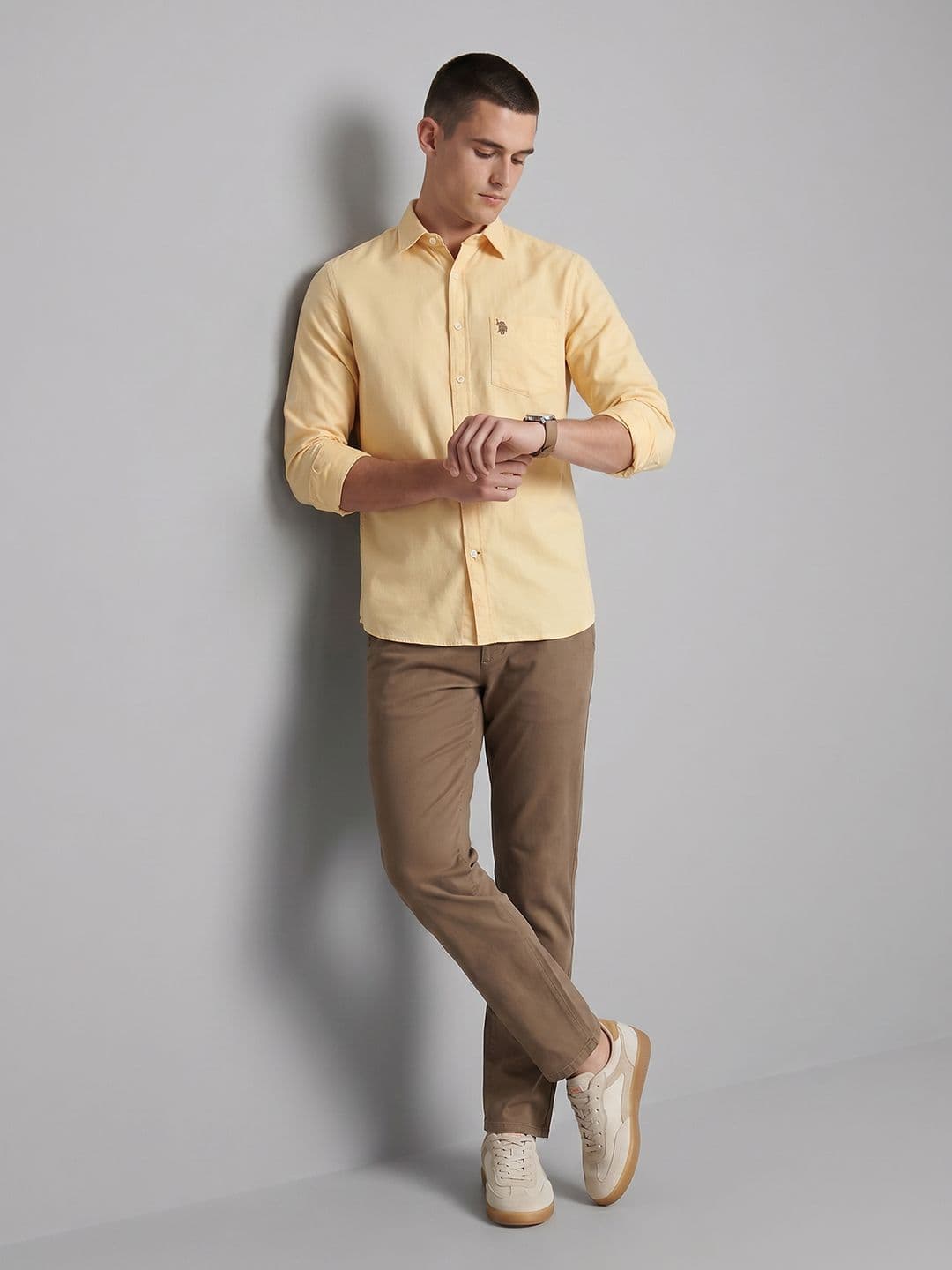 U.S. Polo Assn. Spread Collar Pure Cotton Tailored Fit Casual Shirt - view 1