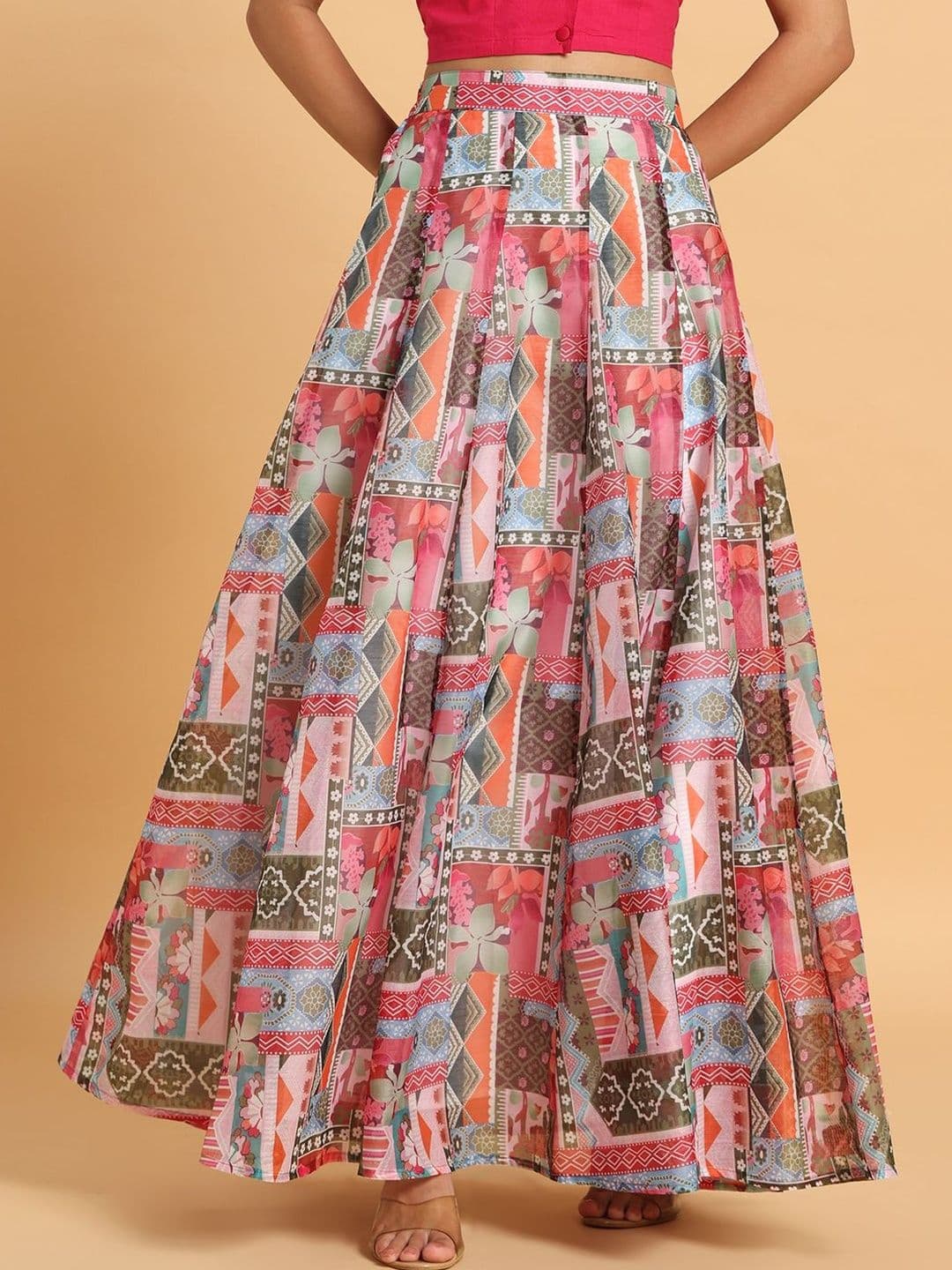 Frolic Rolic Women Abstract Maxi A-Line Skirt - view 1