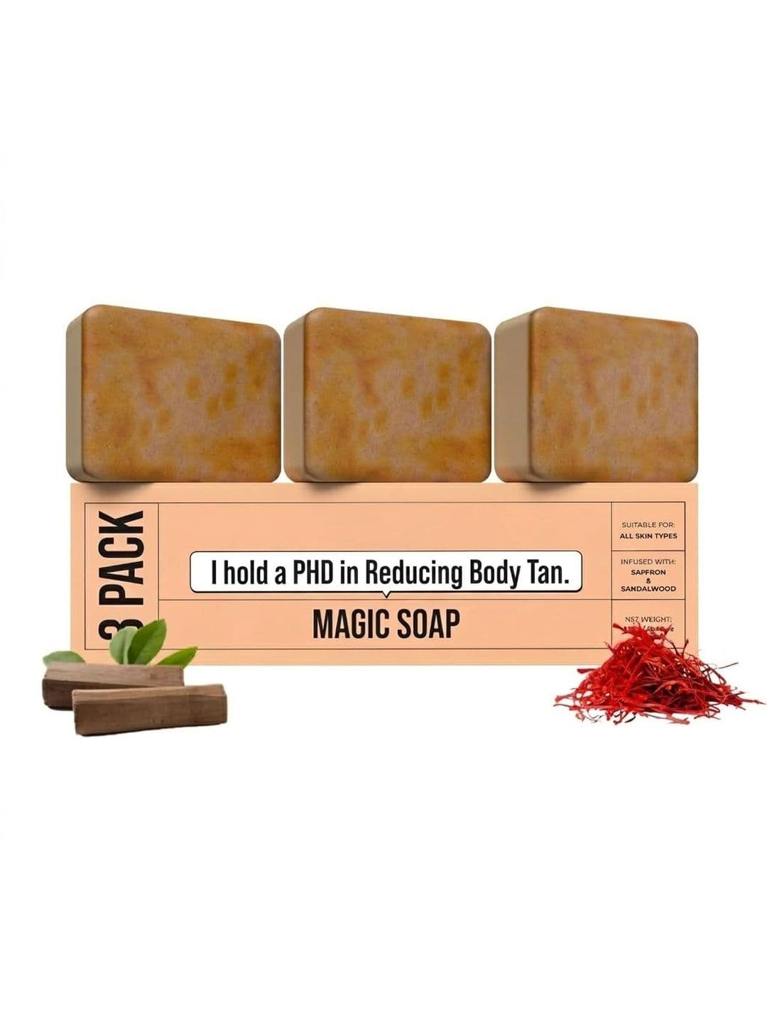 Kamal Herbal Set Of 3 Sandalwood & Saffron Bath Soap - 100 g Each - view 1