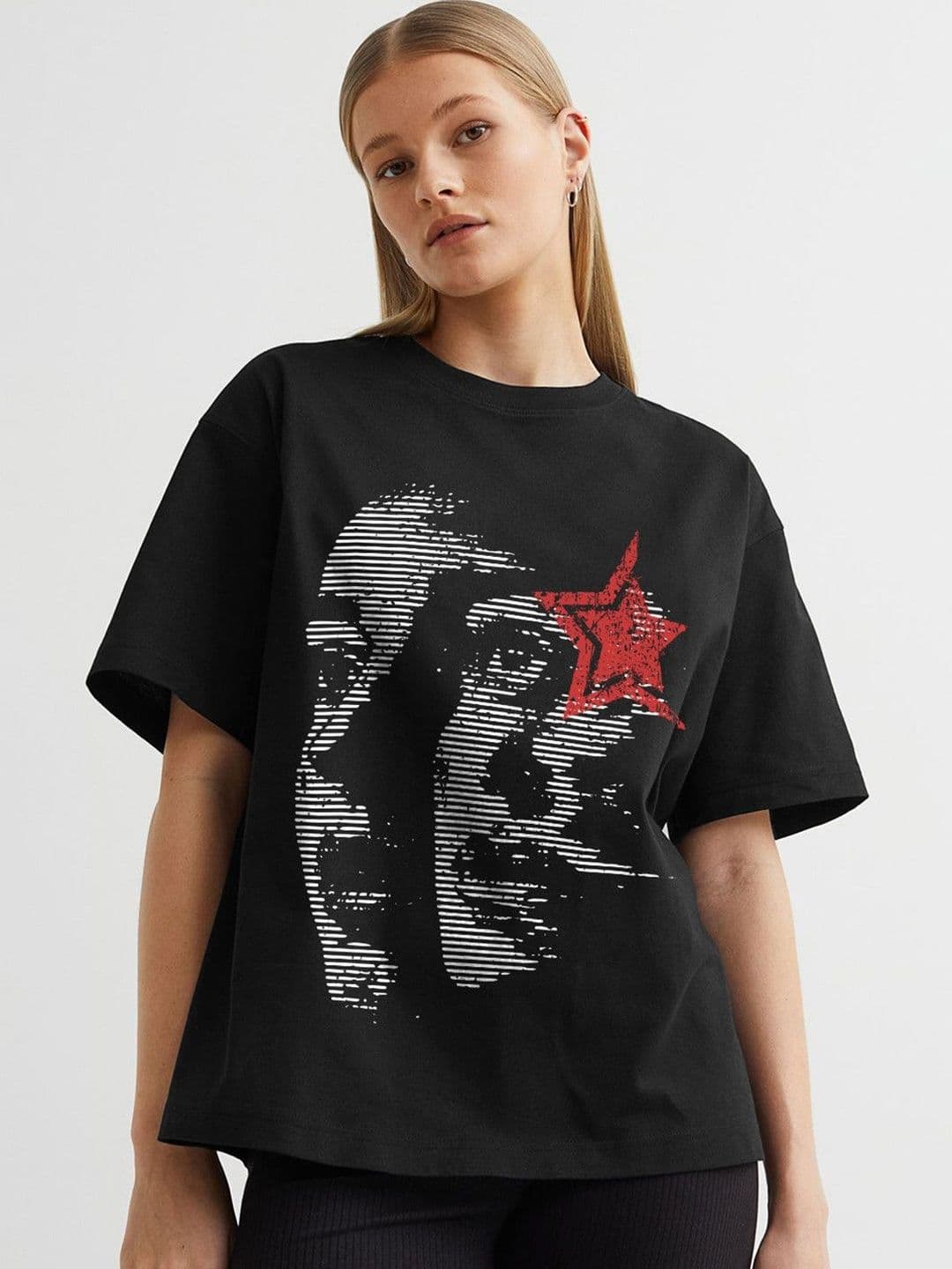 PRONK Women Printed Drop-Shoulder Sleeves T-shirt - view 1