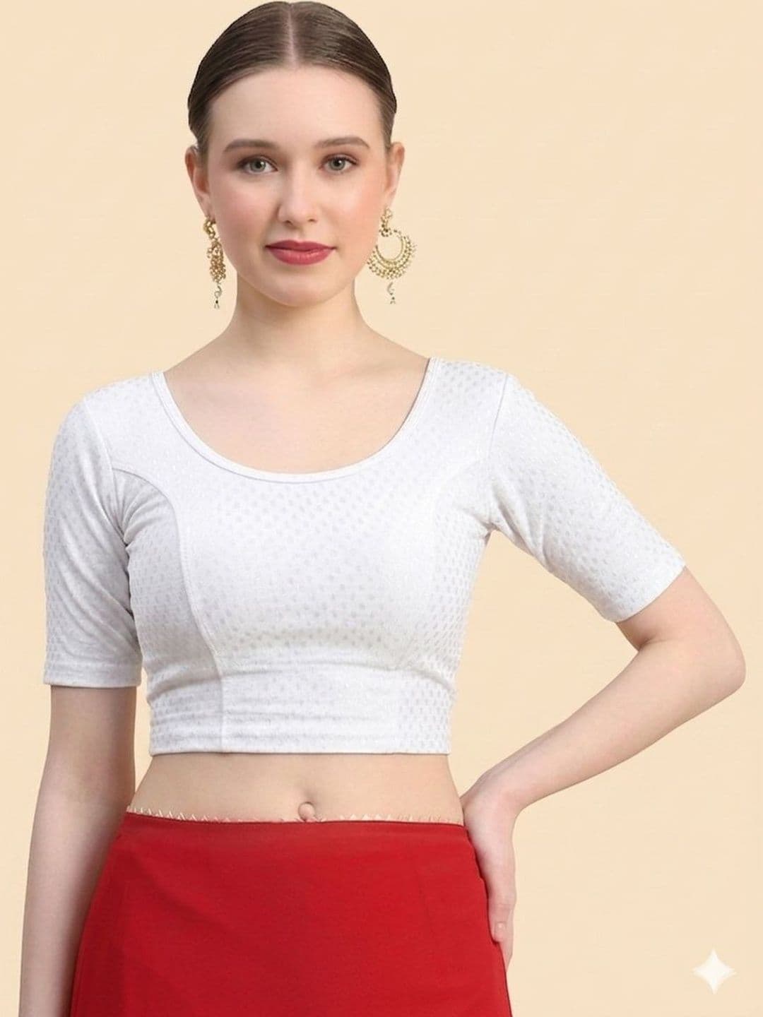 SHREEJI DESIGNER Woven Design Fully Stretchable Cotton Saree Blouse - view 1