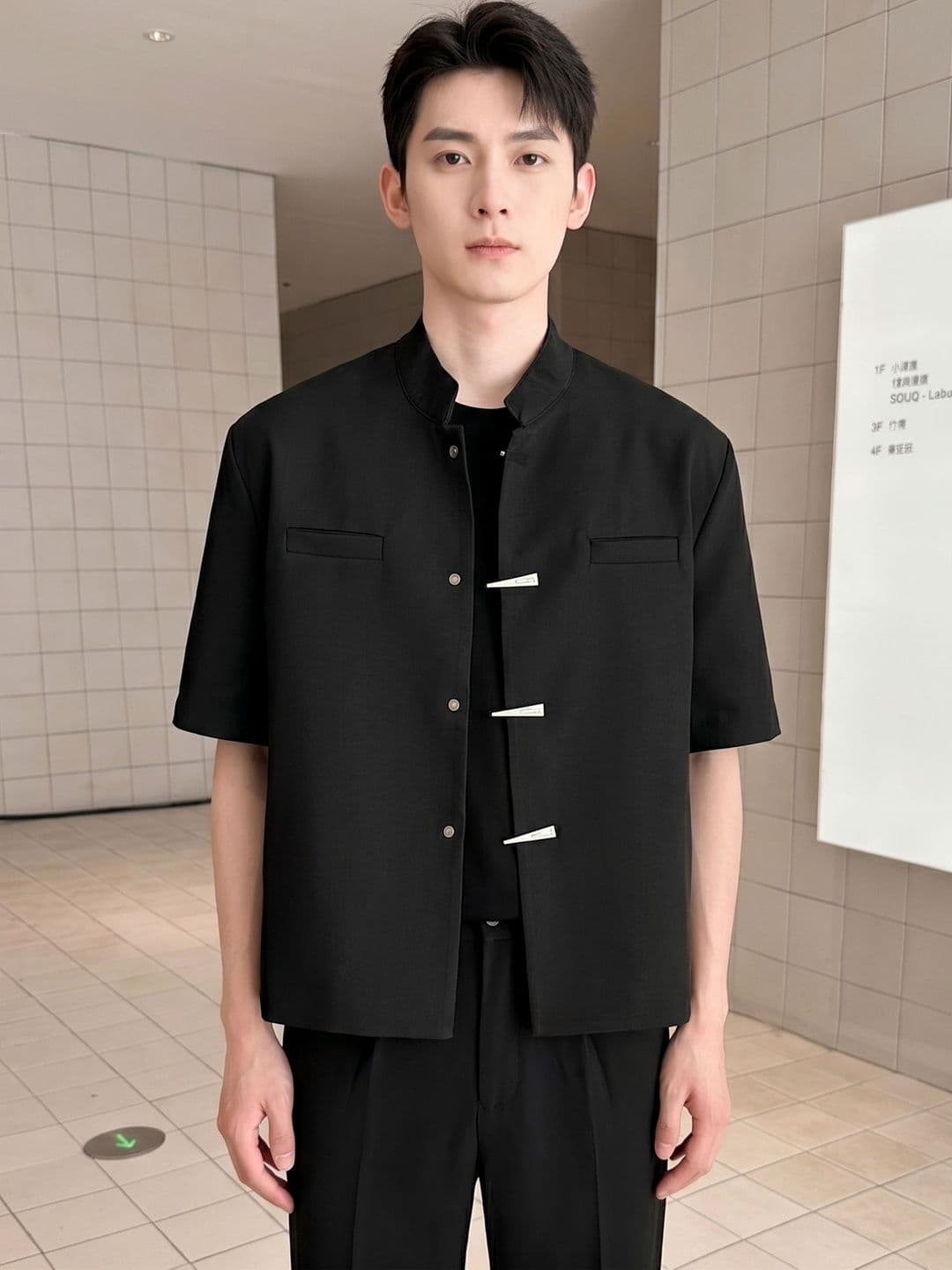 StyleCast x Revolte Men Checked Longline Tailored Jacket - view 1