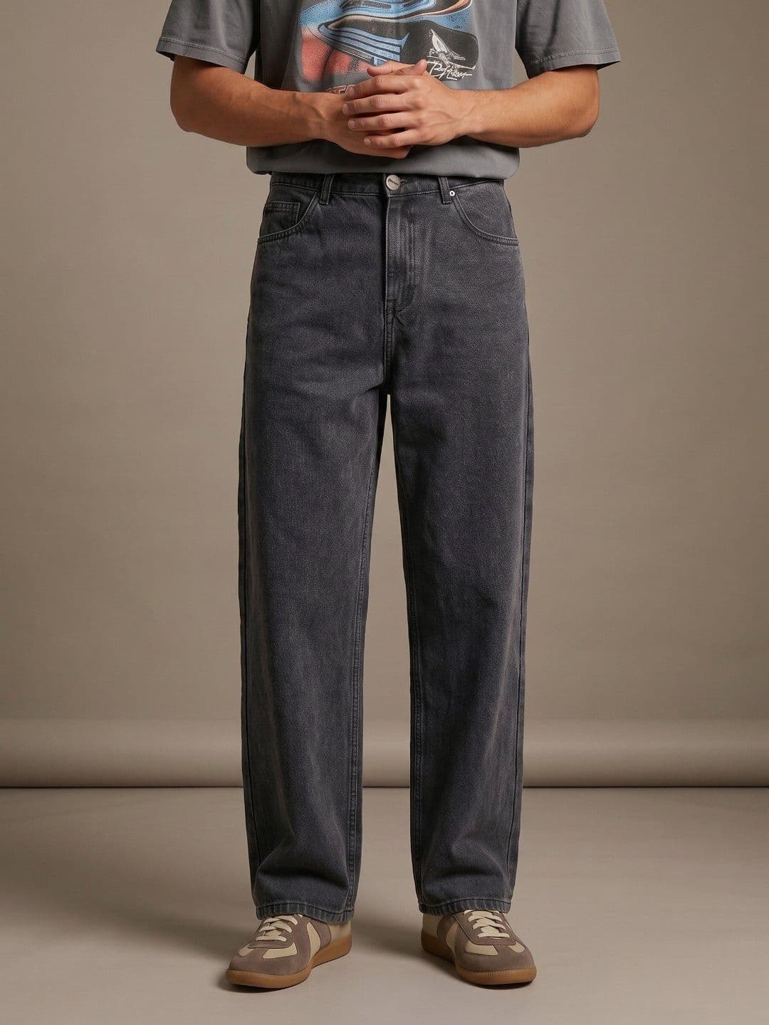 glitchez Men Baggy Fit Pure Cotton Jeans