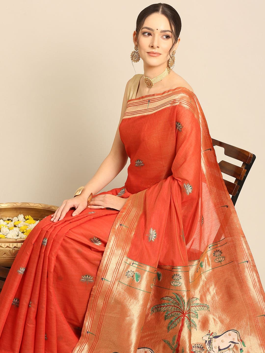 Royal Rajgharana Saree Royal Rajgharana Woven Design Zari Pure Cotton Paithani Sarees - view 1