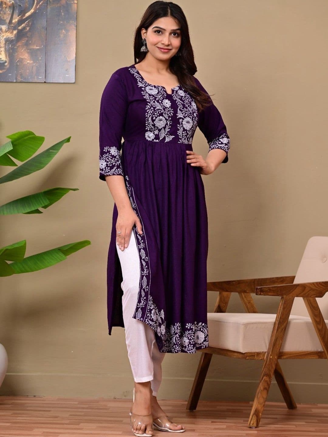 ShreeBalaji Women Embroidered Thread Work Anarkali Kurta - view 1
