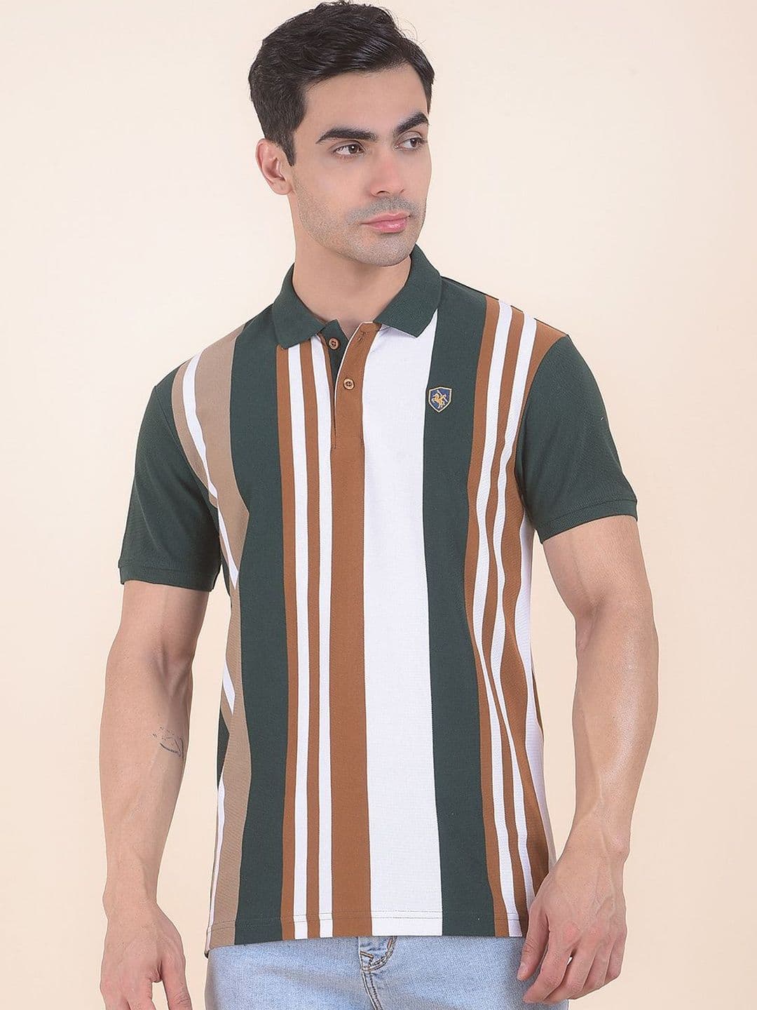 Cantabil Men Striped Polo Collar T-shirt - view 1