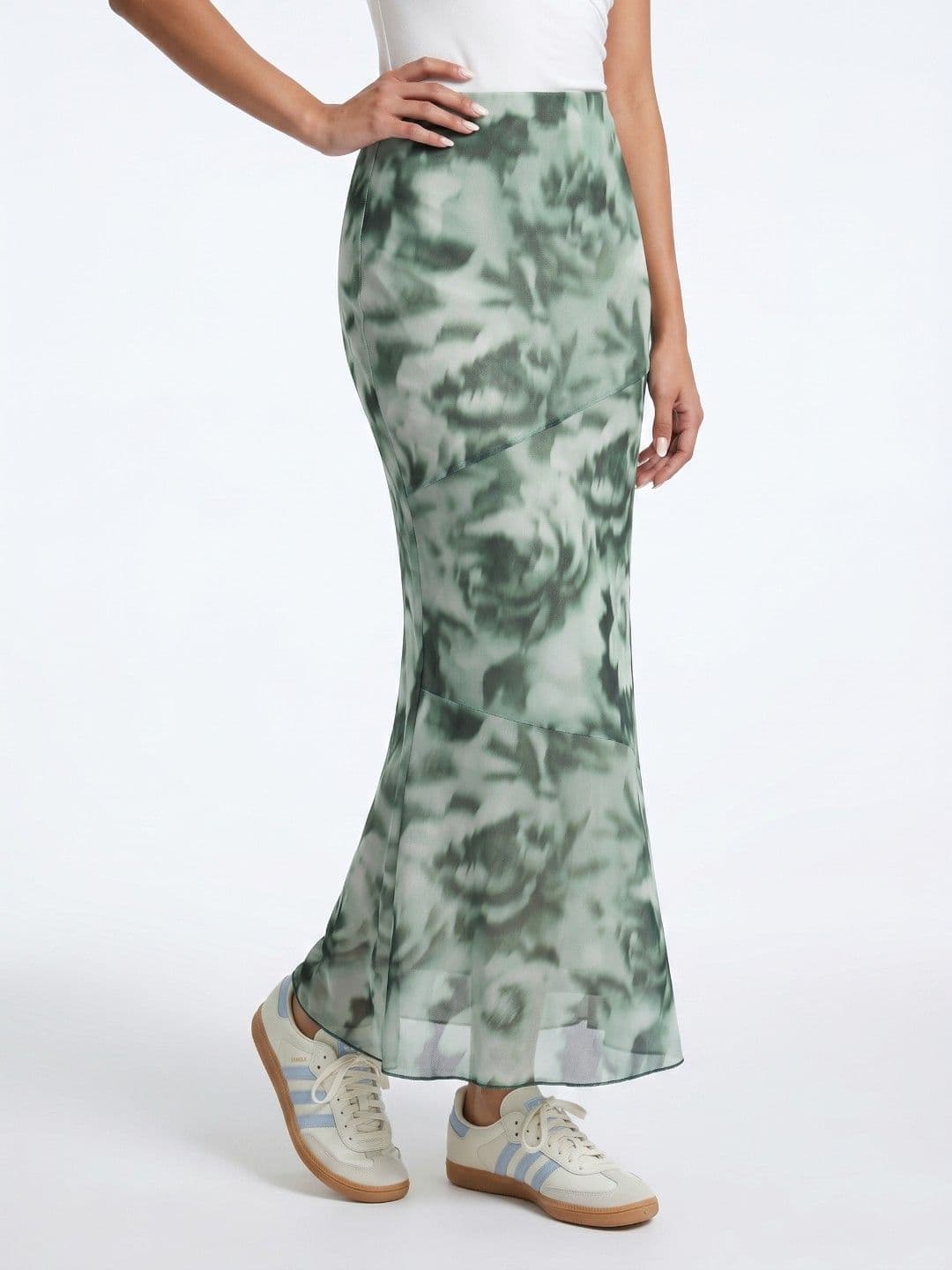 glitchez Women Cotton Blend Abstract Maxi Pencil Skirt - view 1