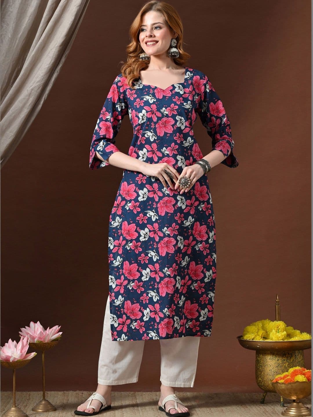 JEMCY Women Floral Printed Indie Florals Kurta - view 1