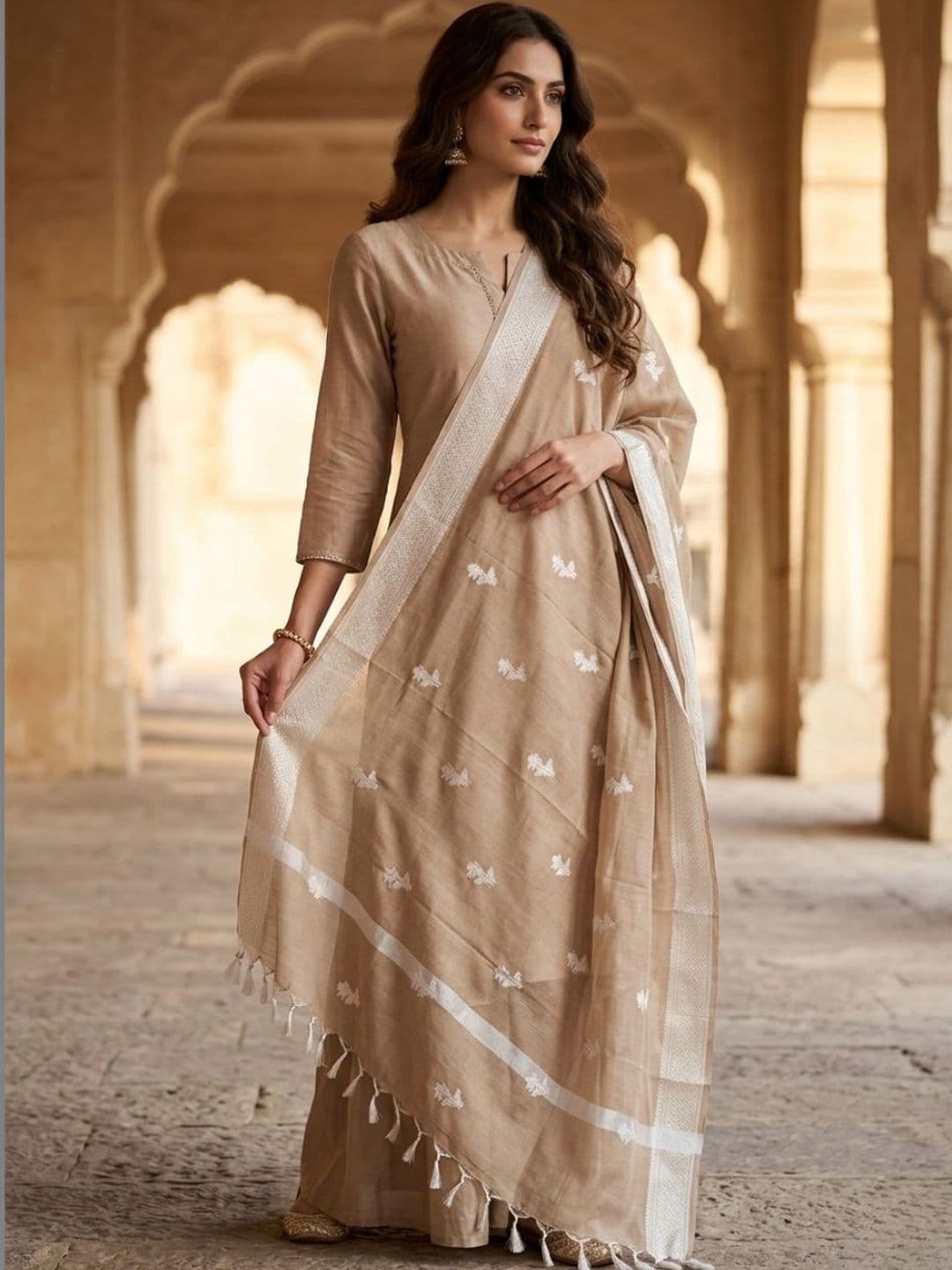 Dupatta Bazaar Ethnic Motifs Embroidered Dupatta with Thread Work - view 1