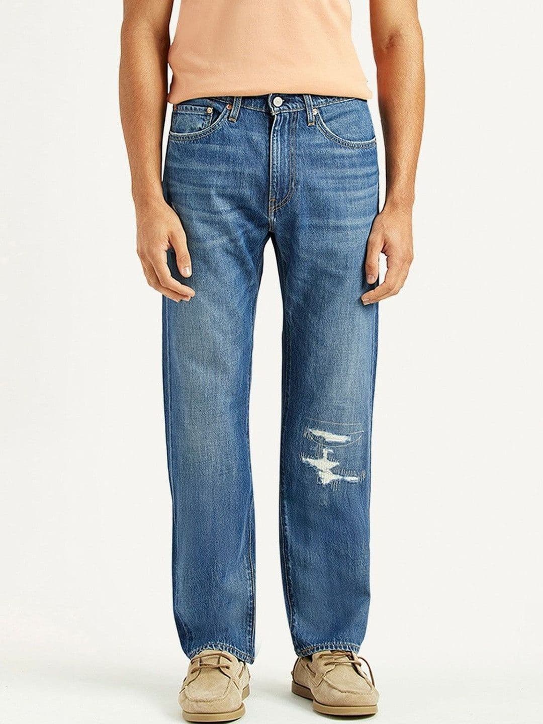 Levis Men's 505 Blue Straight Fit Mid Rise Jeans - view 1
