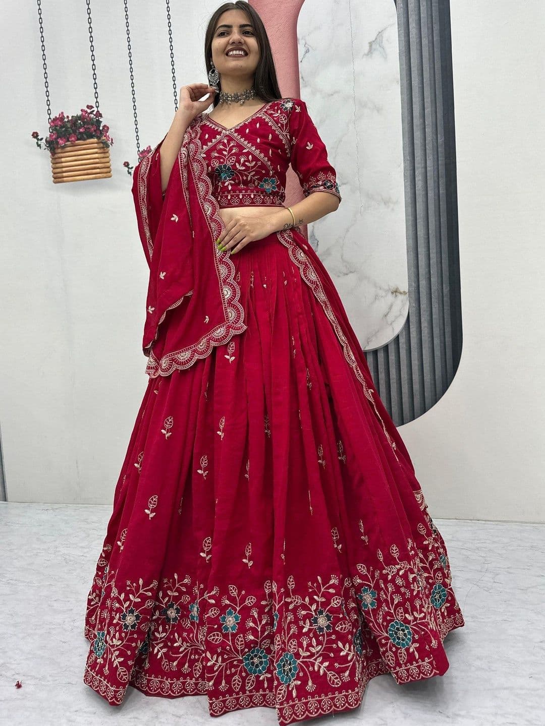 all about you Embroidered Ready to Wear Lehenga & Blouse With Dupatta - view 1