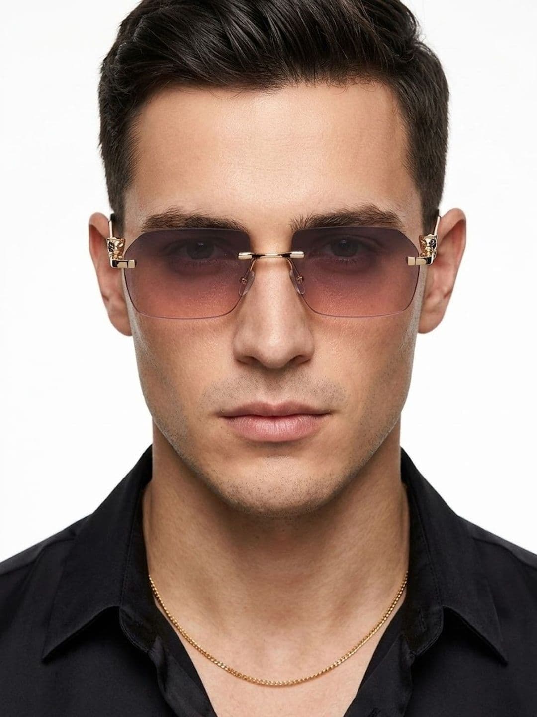 Roadster Unisex Red Lens & Gold-Toned Rectangle Sunglasses with - view 1