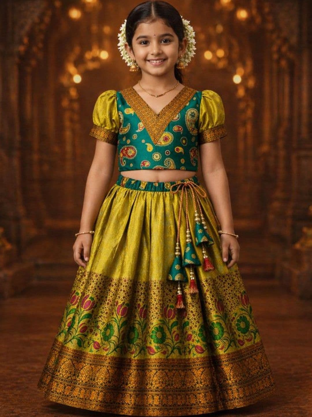 Xepon Girls Printed Ready to Wear Lehenga & - view 1