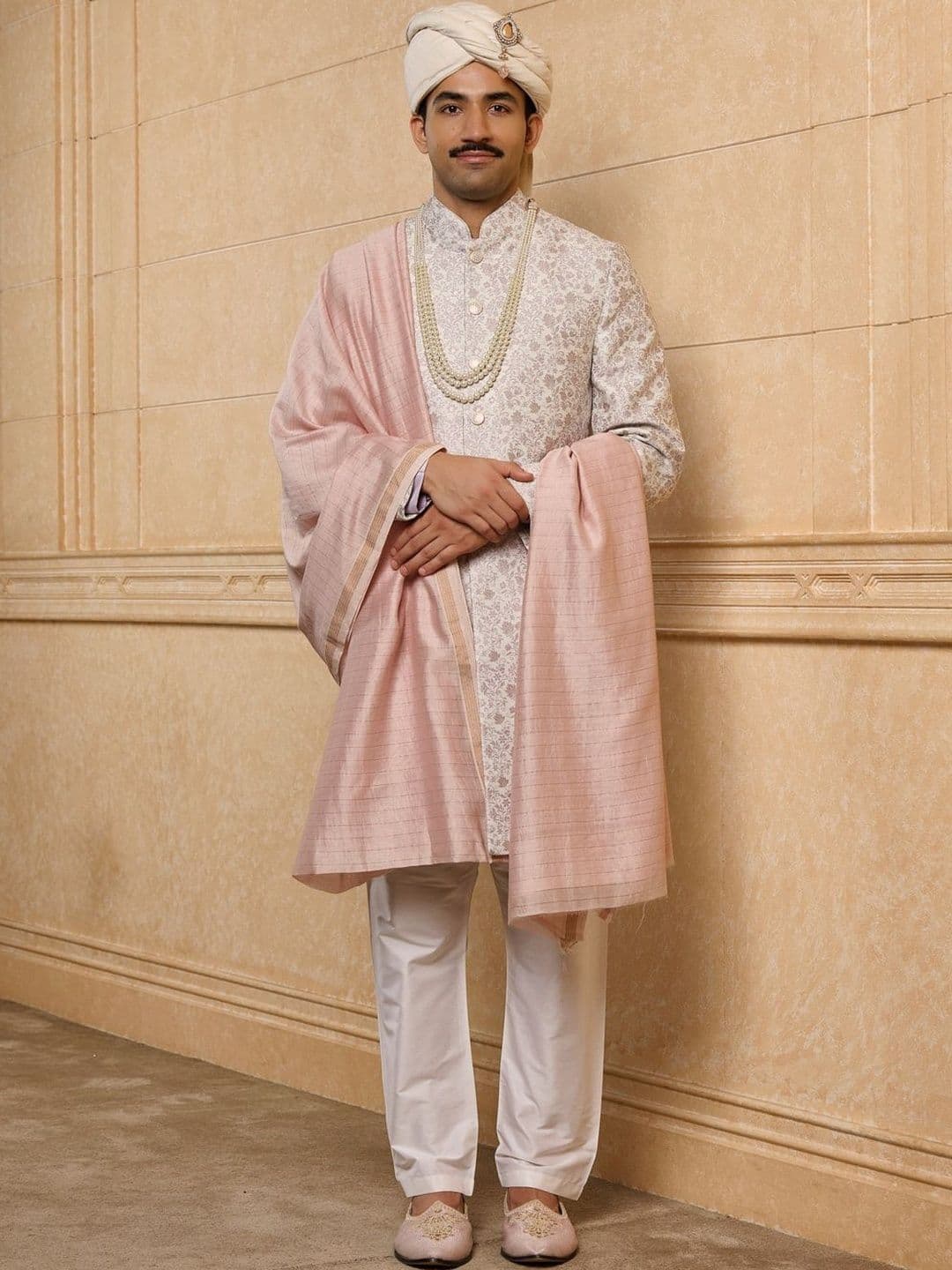 Tasva Lilac Floral Brocade Sherwani Set