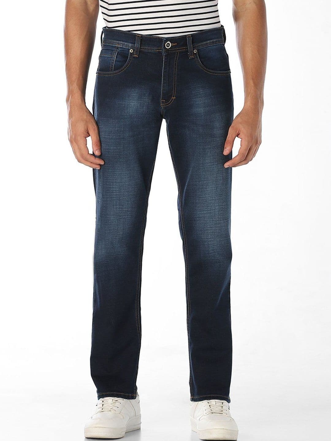 Klub Fox Men Straight Fit Low-Rise Low Distress Jeans - view 1