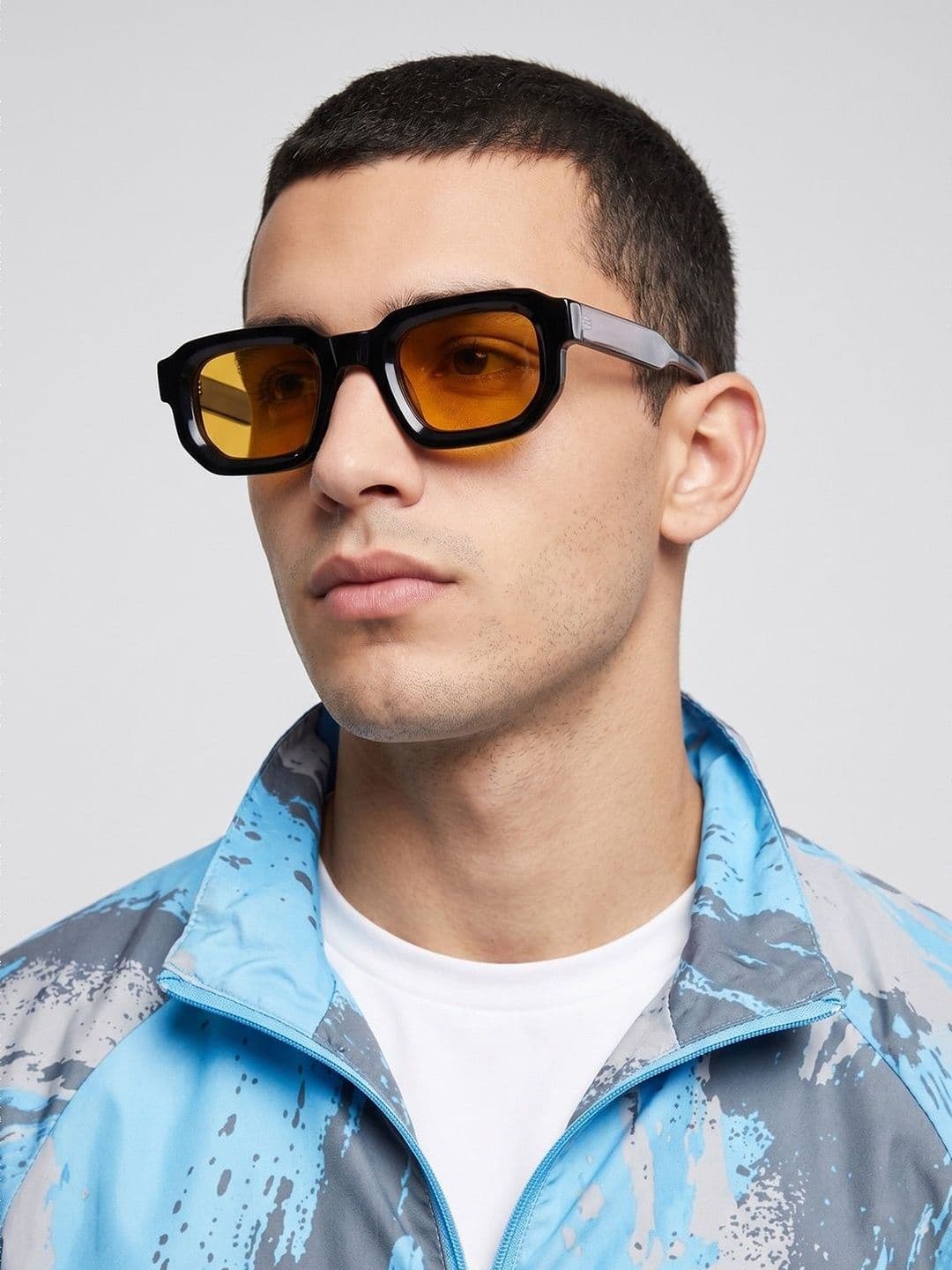 Roadster Unisex Yellow Lens & Black Rectangle Sunglasses with
