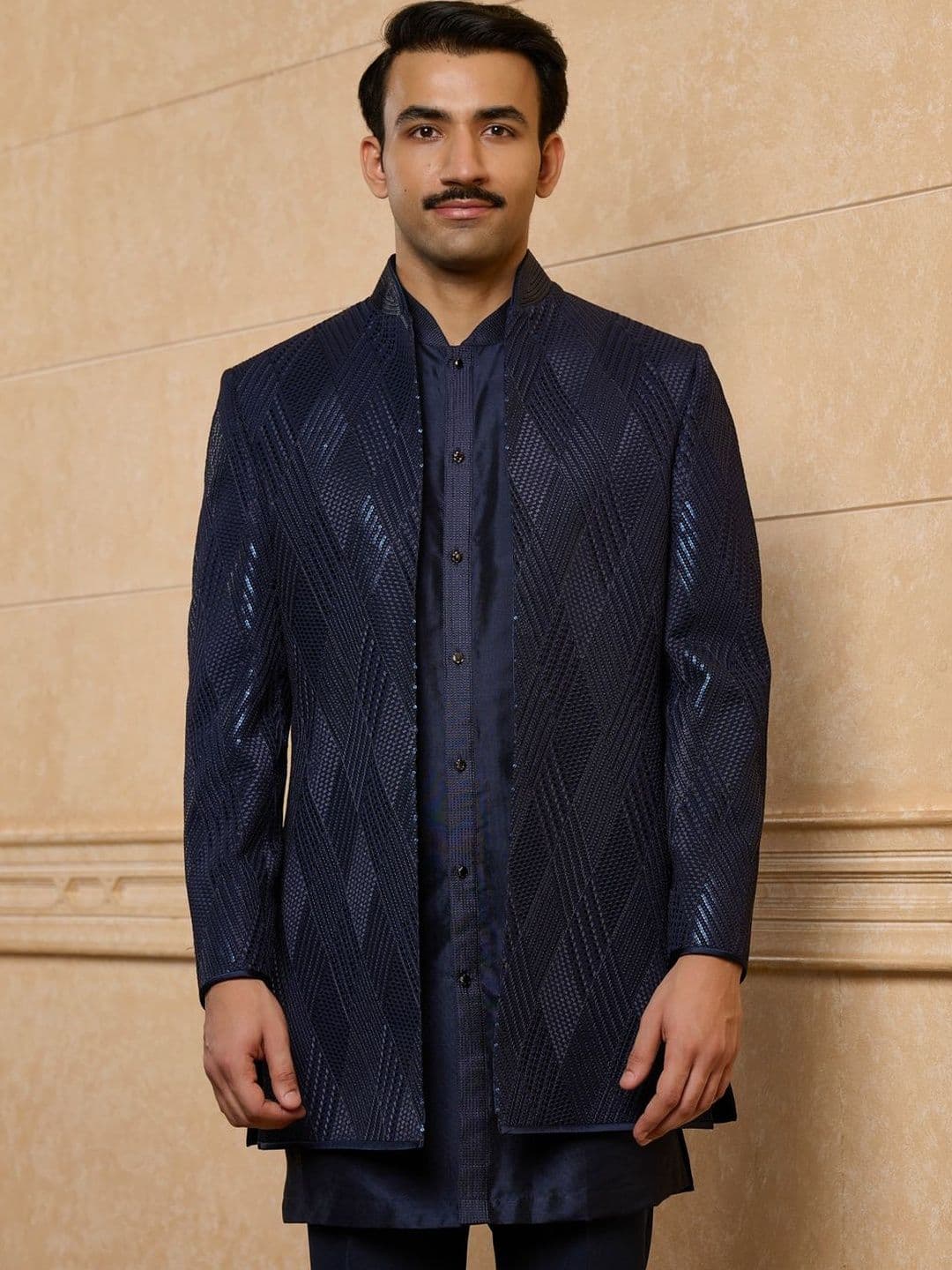 Tasva Embroidered Mandarin Collar Sherwani Set