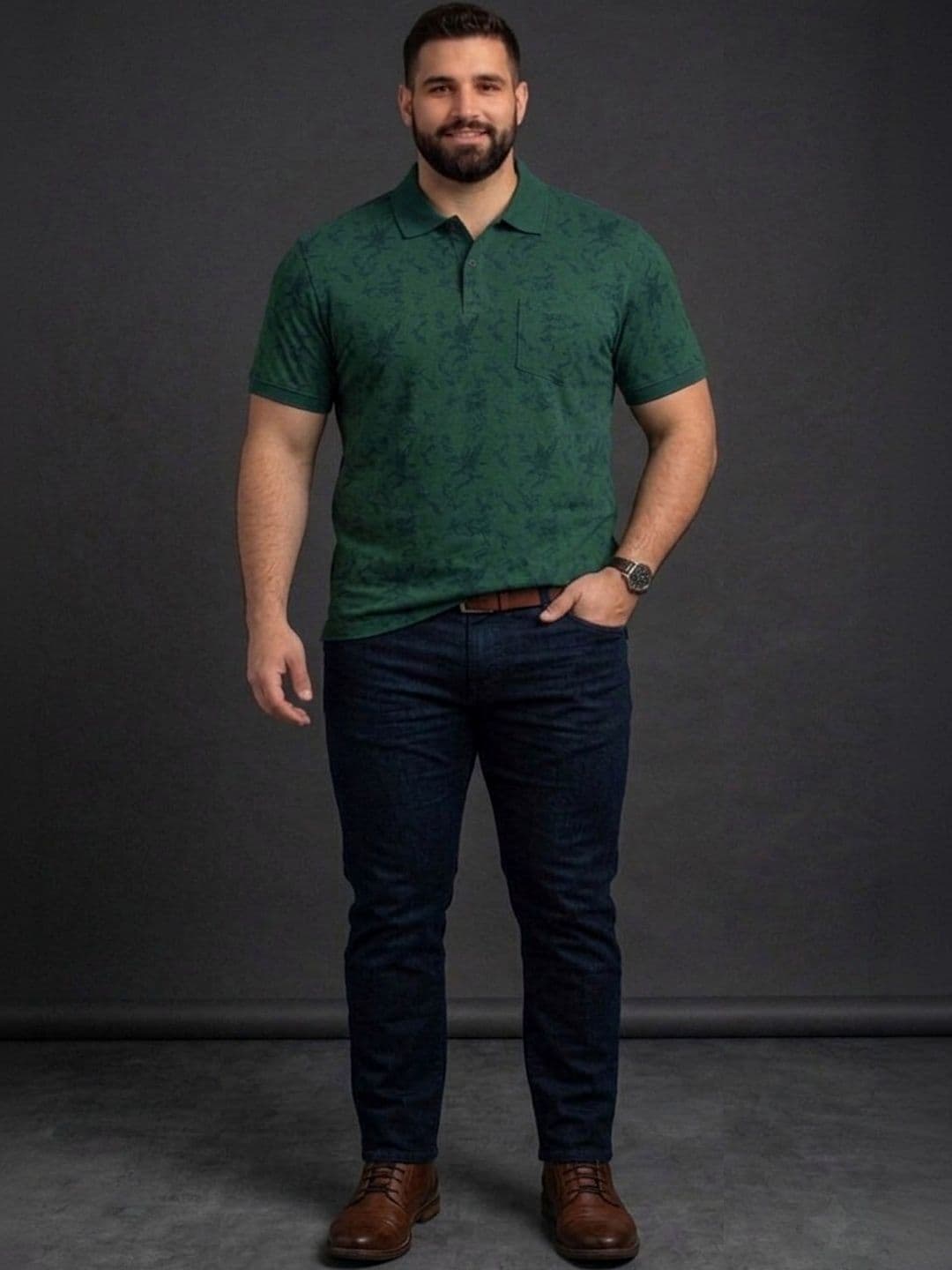 Sztori Men Floral Printed Polo Collar T-shirt - view 1