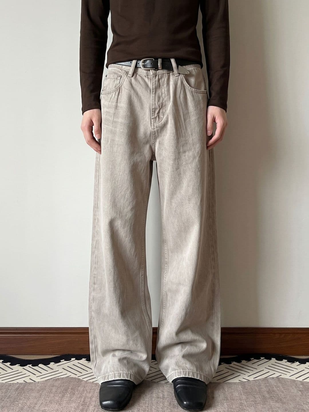 StyleCast x Revolte Men Wide Leg Mid-Rise Low Distress Jeans - view 1