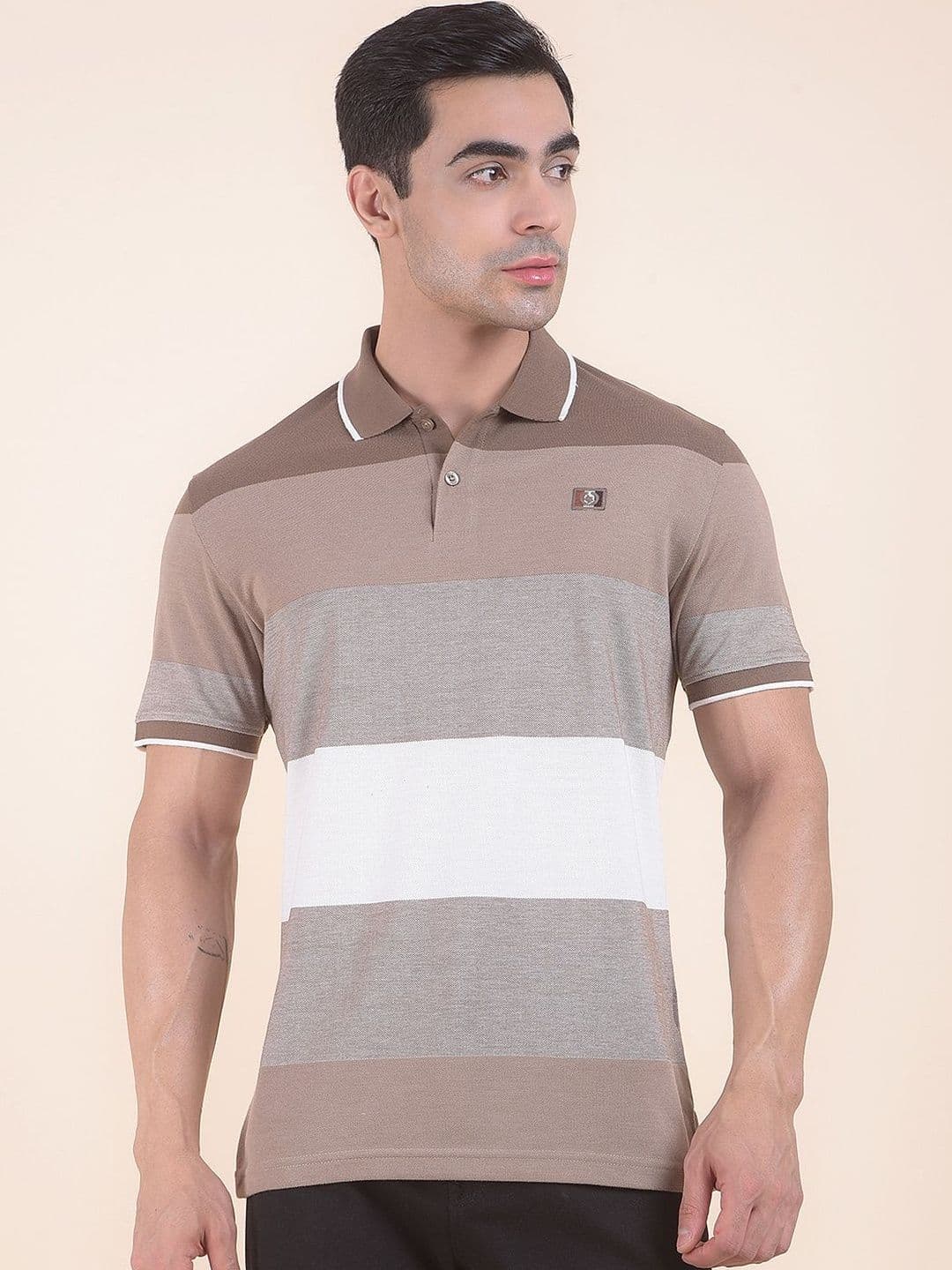 Cantabil Men Striped Polo Collar T-shirt - view 1