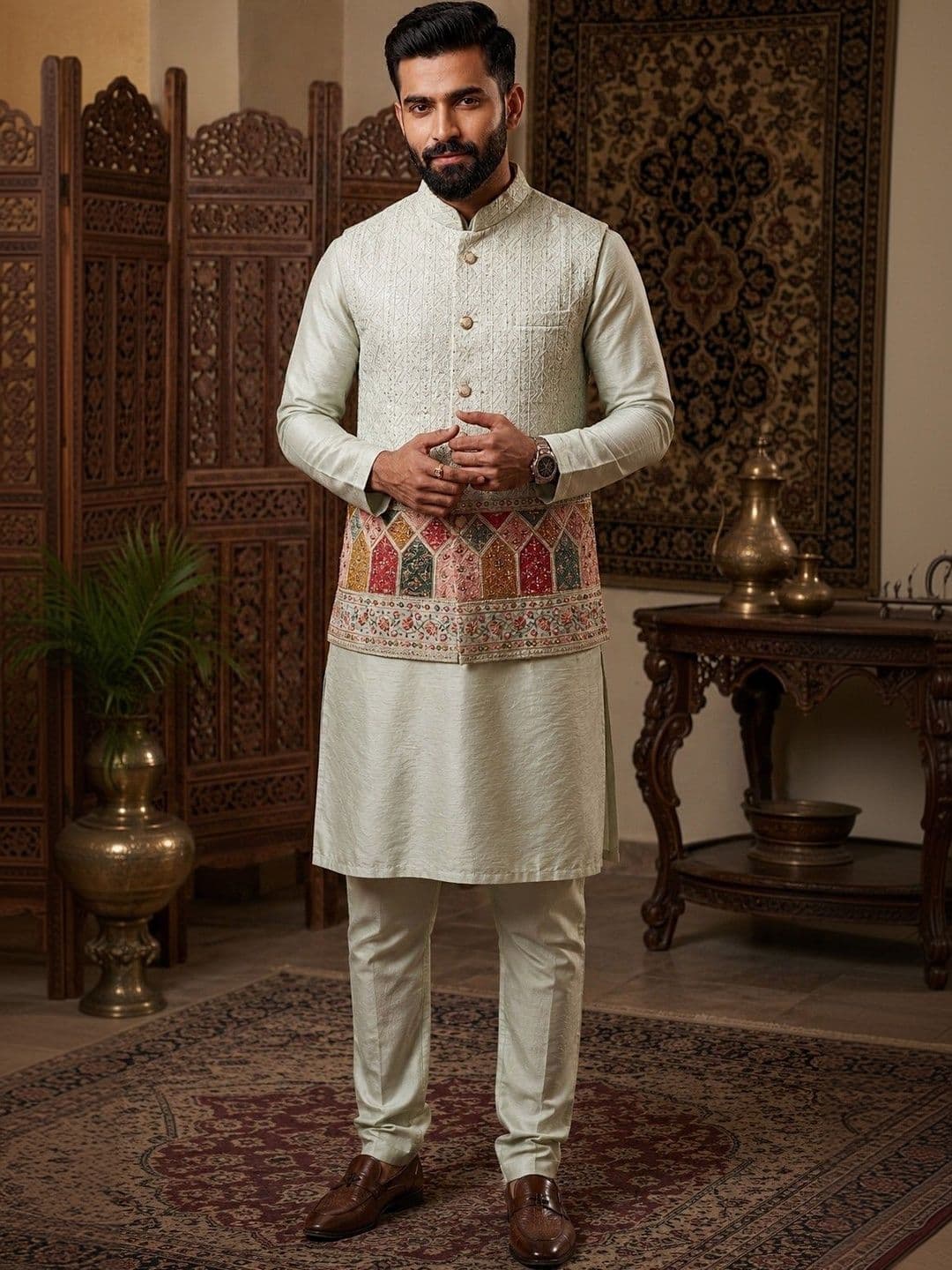 ESTYLISHKART Embroidered Woven Nehru Jackets - view 1