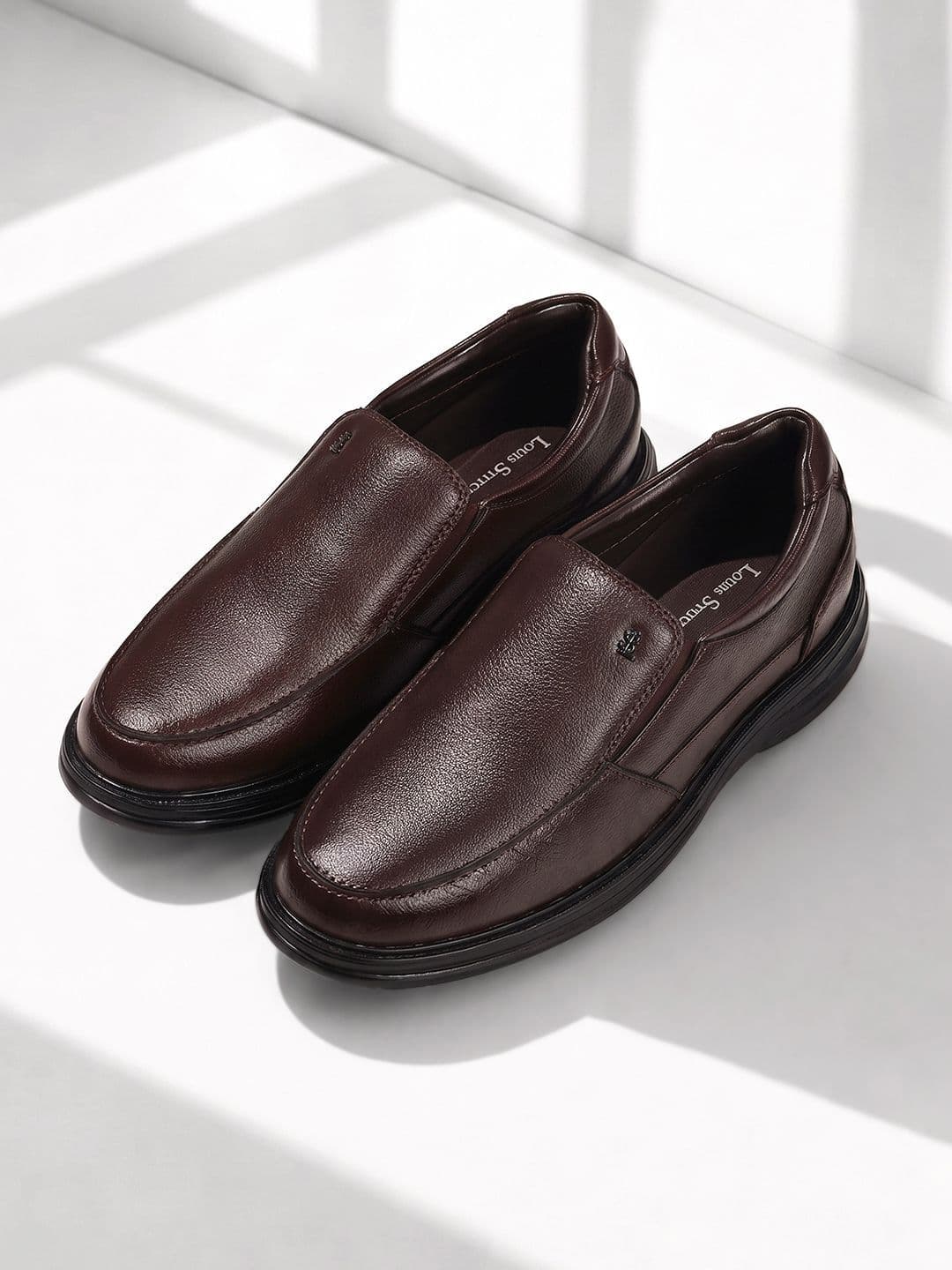 LOUIS STITCH Brunette Brown Ultra Lightweight Formal Slip On Shoes - view 1