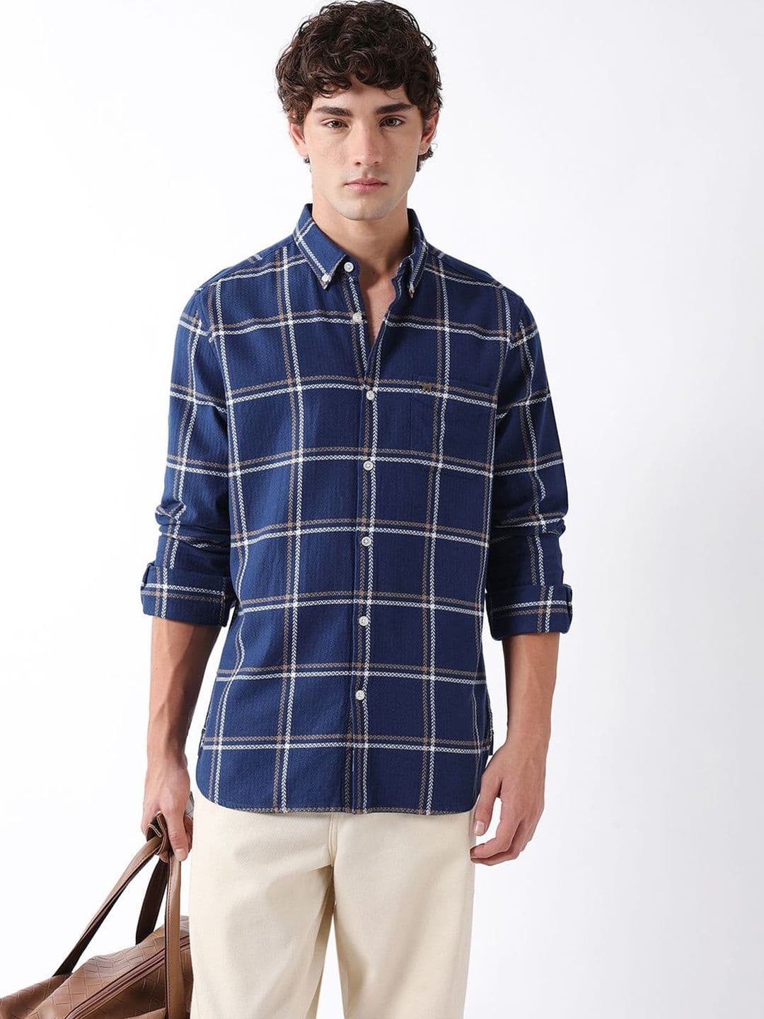 THE BEAR HOUSE Men Cotton Checked Slim Fit Casual Shirt - view 1