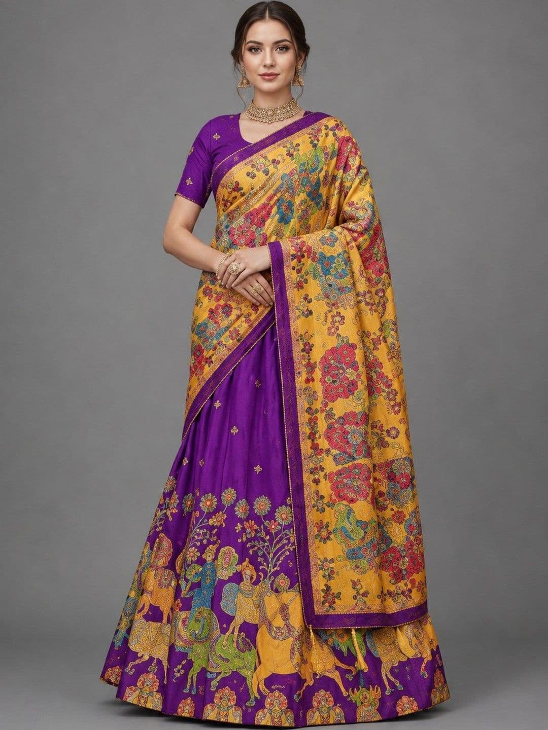 Anu Chuahan Embroidered Ready to Wear Lehenga & Unstitched Blouse Taping - view 1