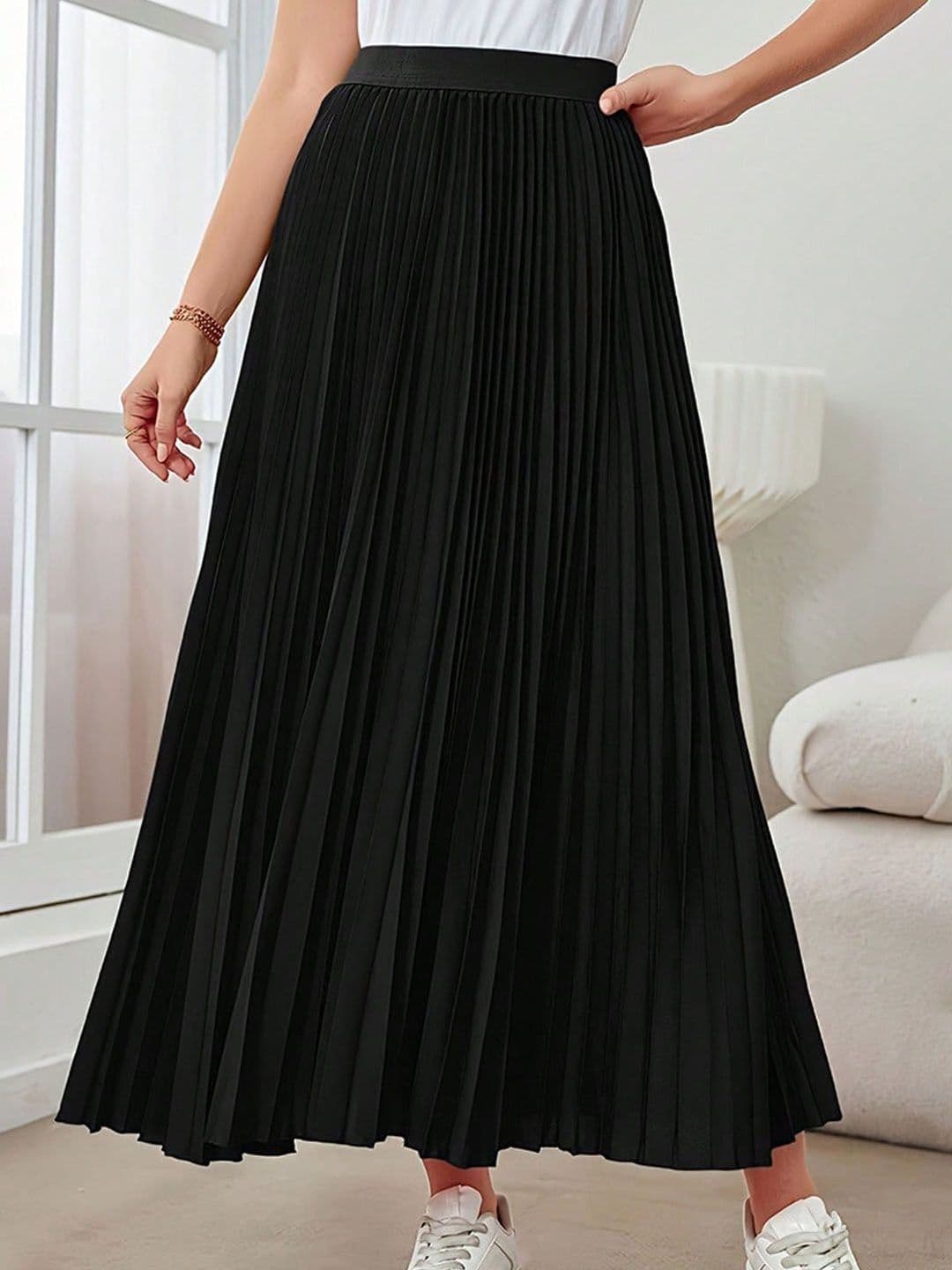 Suo Women Accordion Pleated Maxi A-Line Skirt - view 1