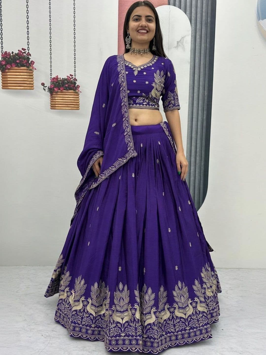 Closin Embroidered Semi-Stitched Lehenga & Unstitched Blouse With Dupatta - view 1