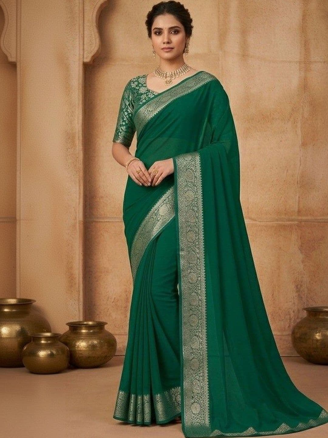 DURGA EMPORIO Zari Pure Georgette Saree - view 1