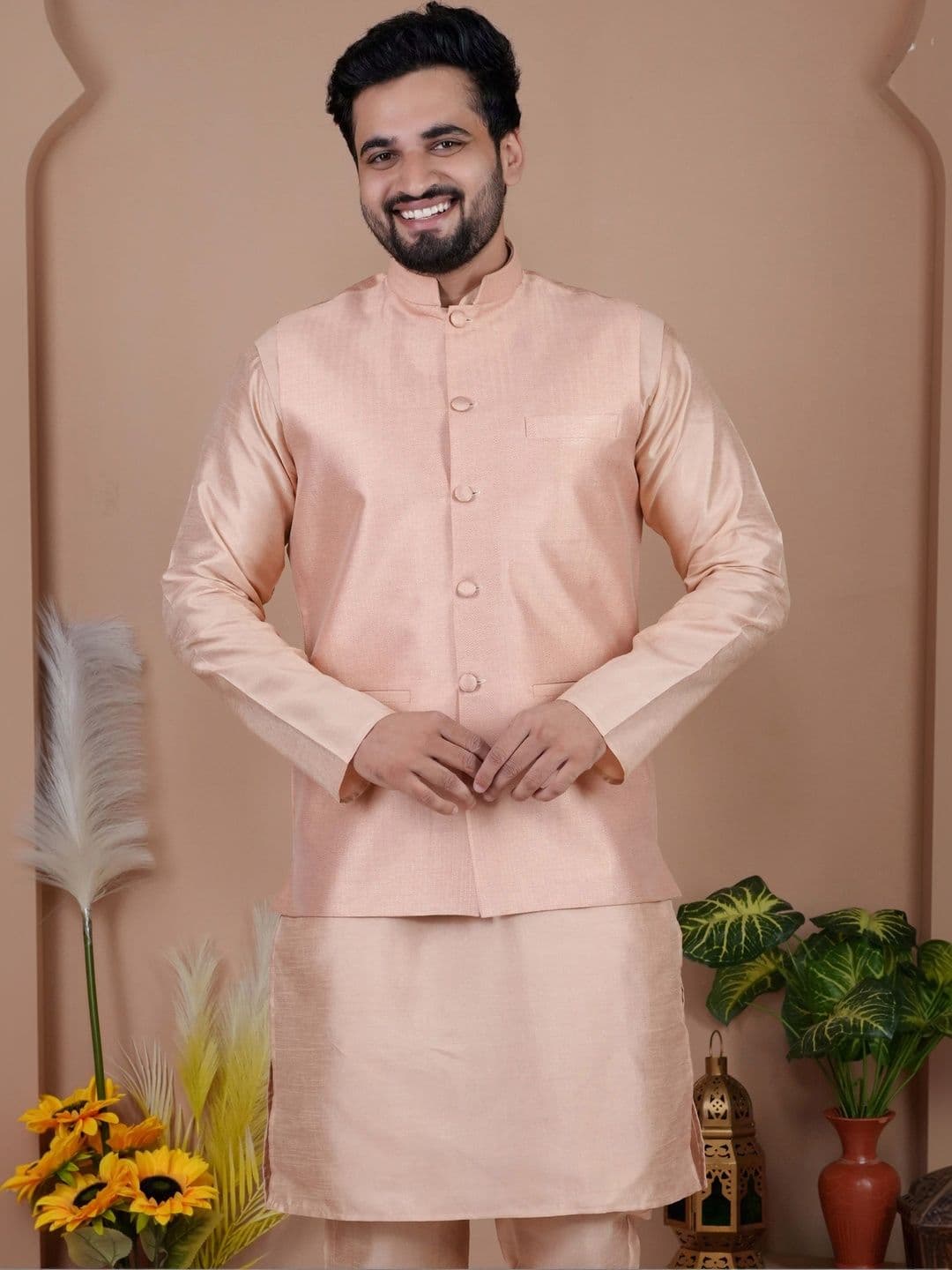 MODERN MUGHALS Mandarin Collar Nehru Jackets - view 1