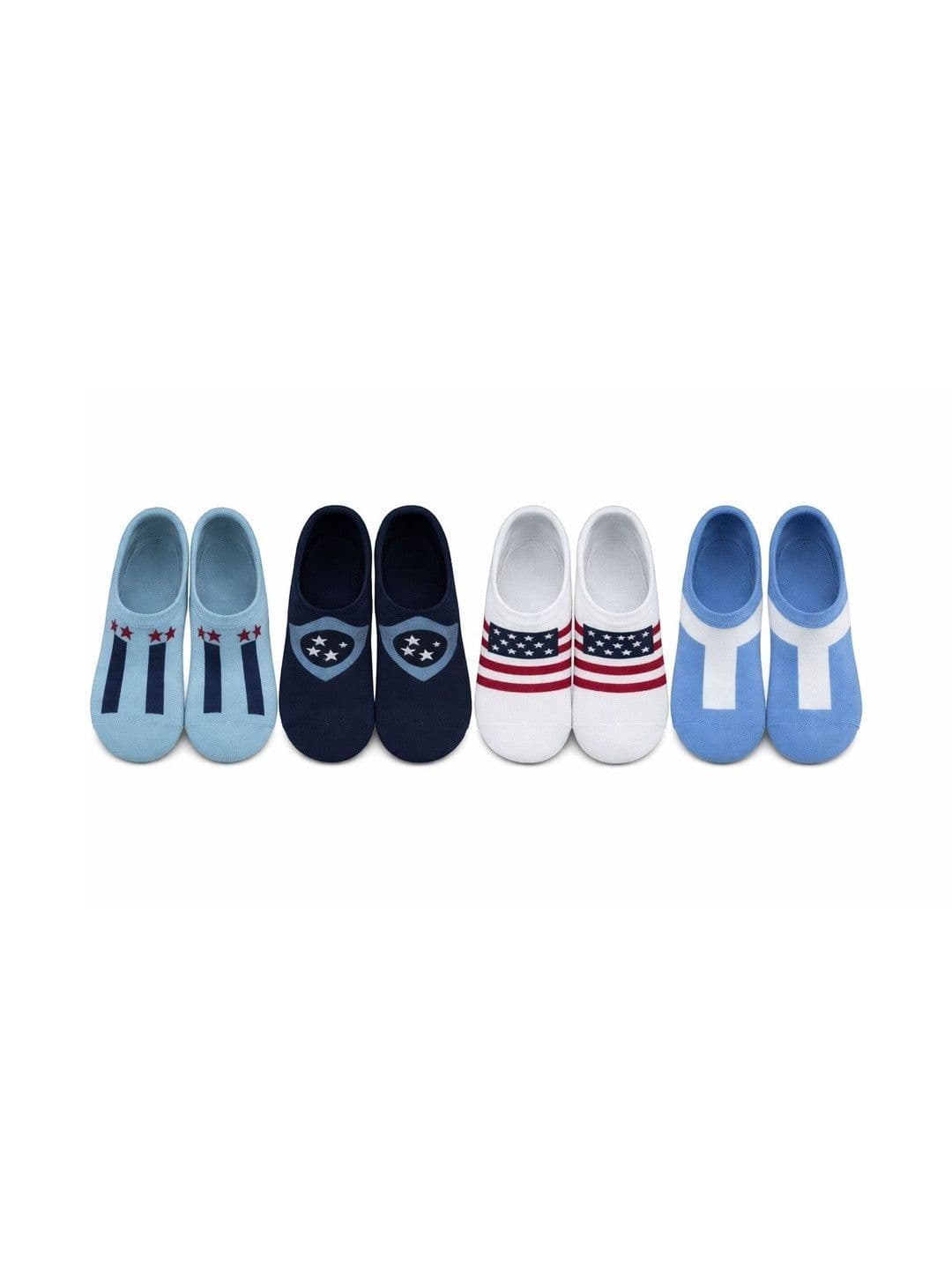 SOSHRE Unisex Pack of 4 Cotton Assorted Patterned Shoe Liners Socks - view 1