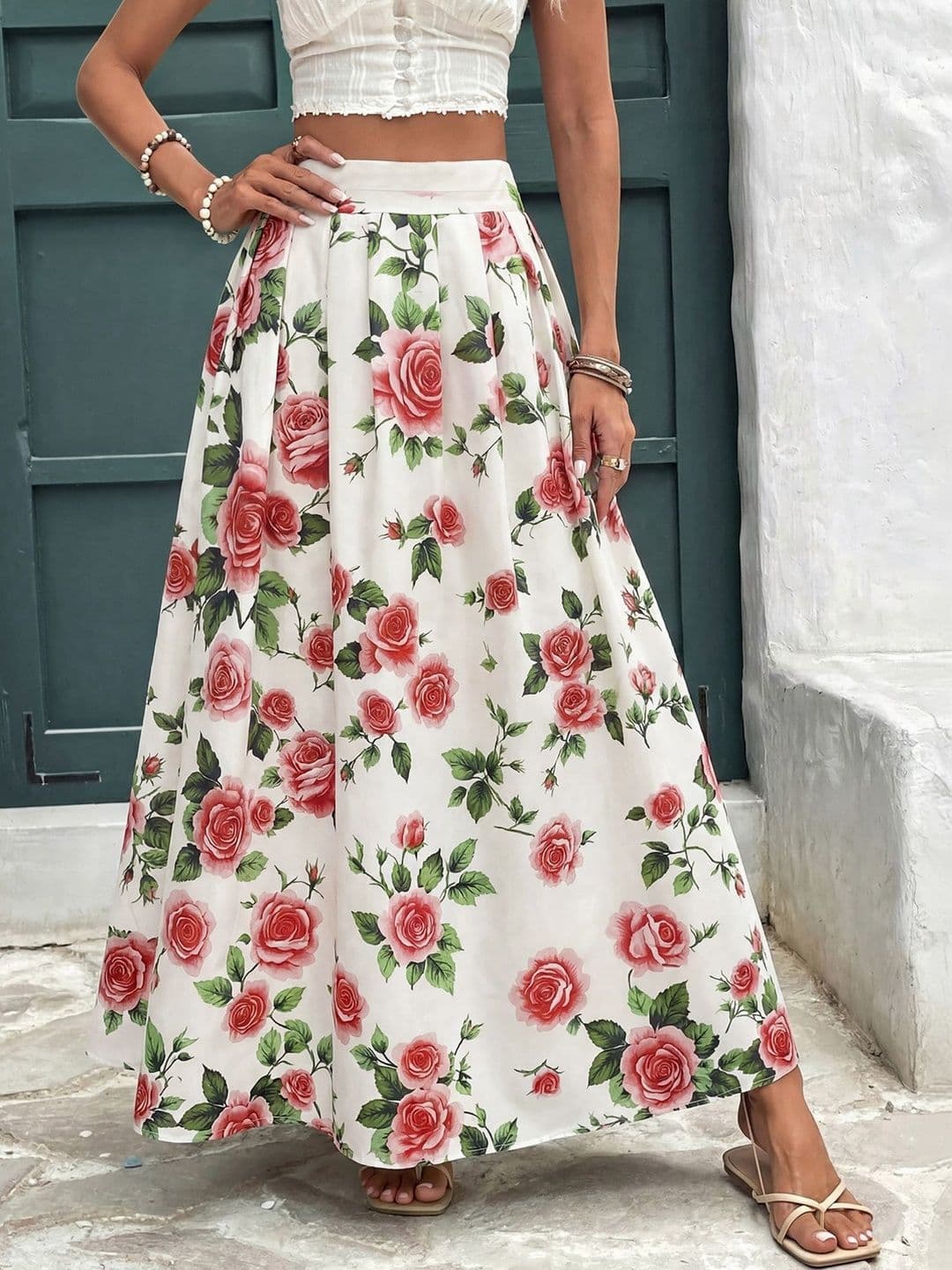 Suo Women Floral Maxi A-Line Skirt - view 1